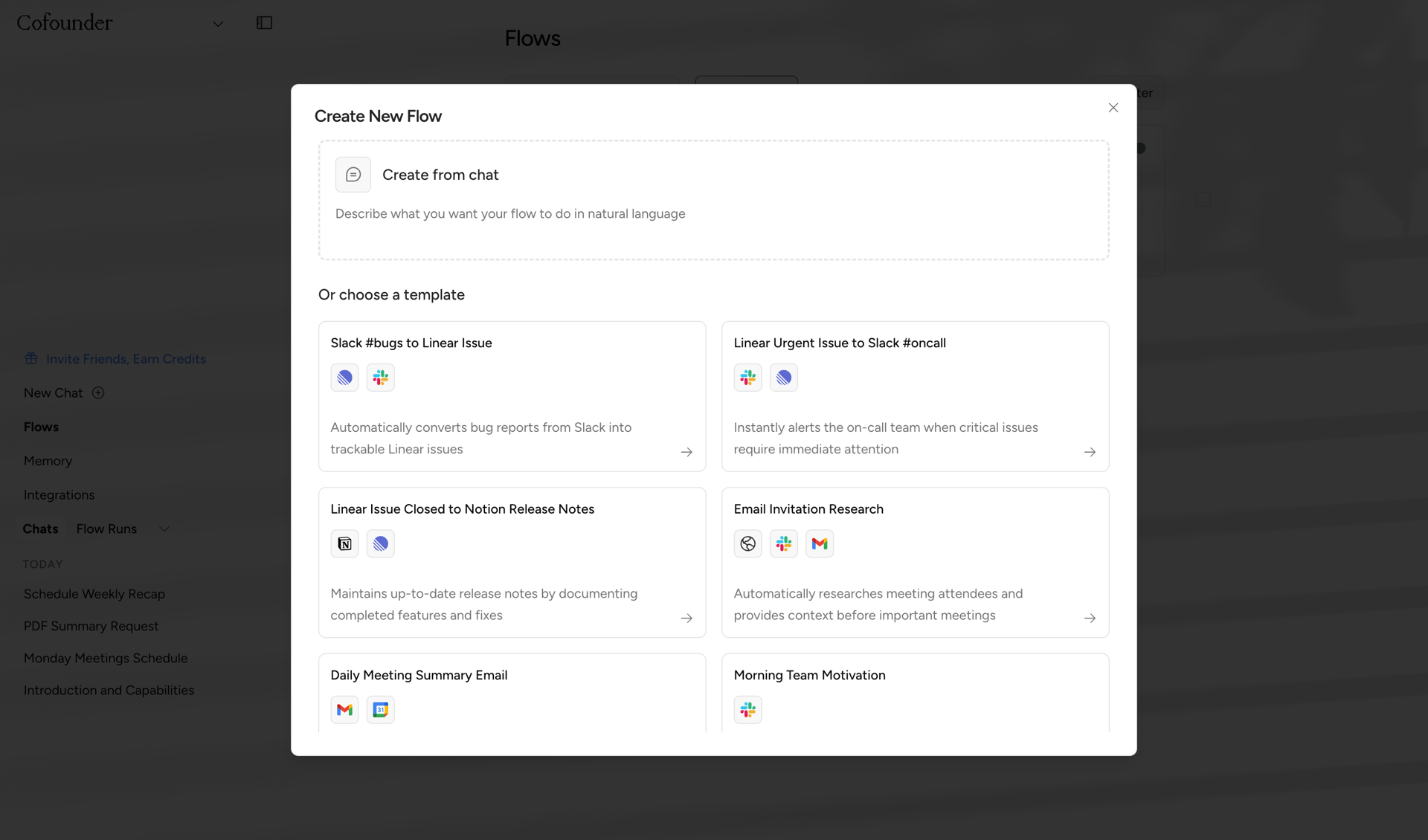 Cofounder screen example