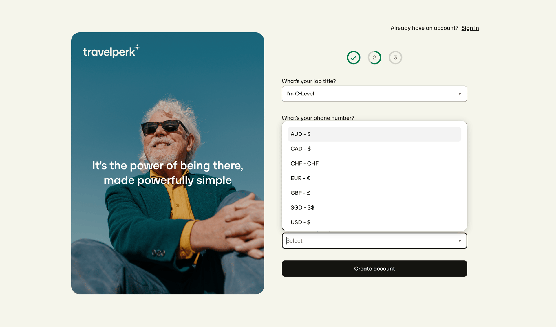 Travelperk screen example