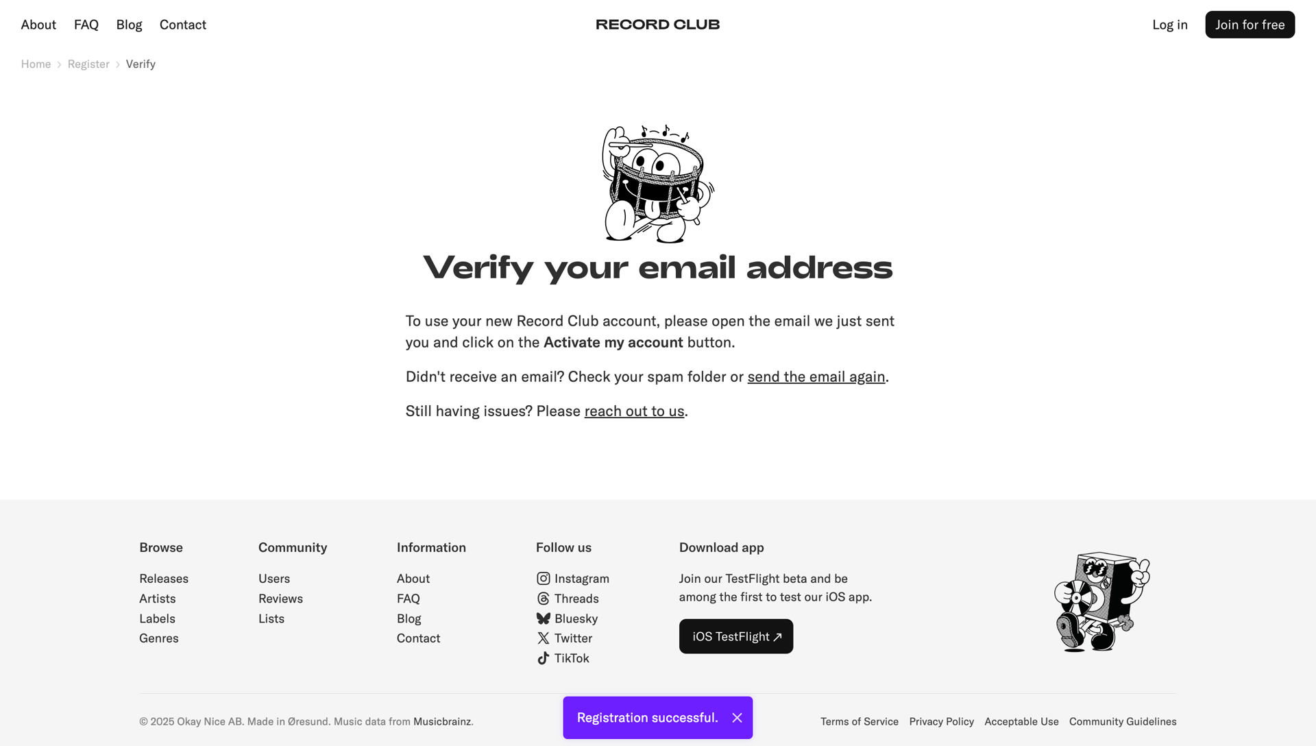 Record club
			          ux ui design