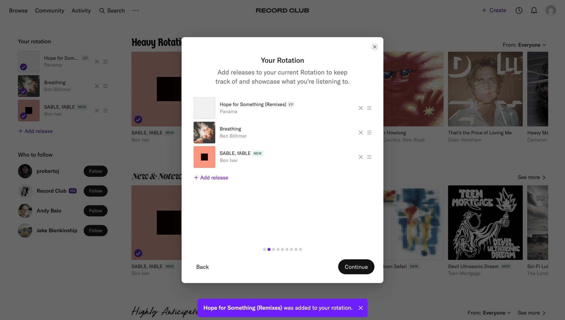 Record club
			       ux ui design