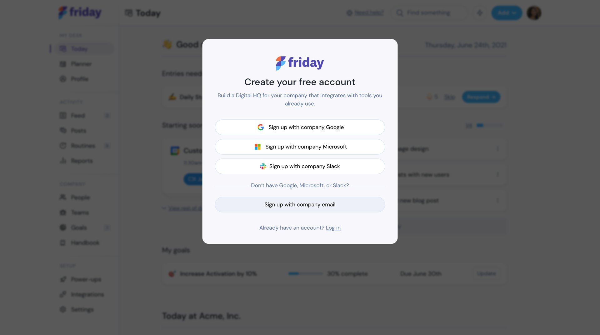 Friday
				signup page example