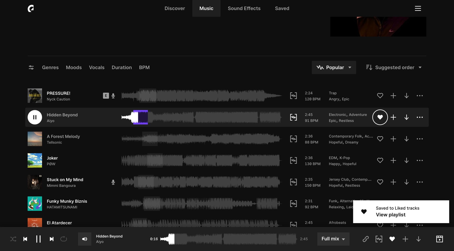 Epidemic Sound
			     ux ui design