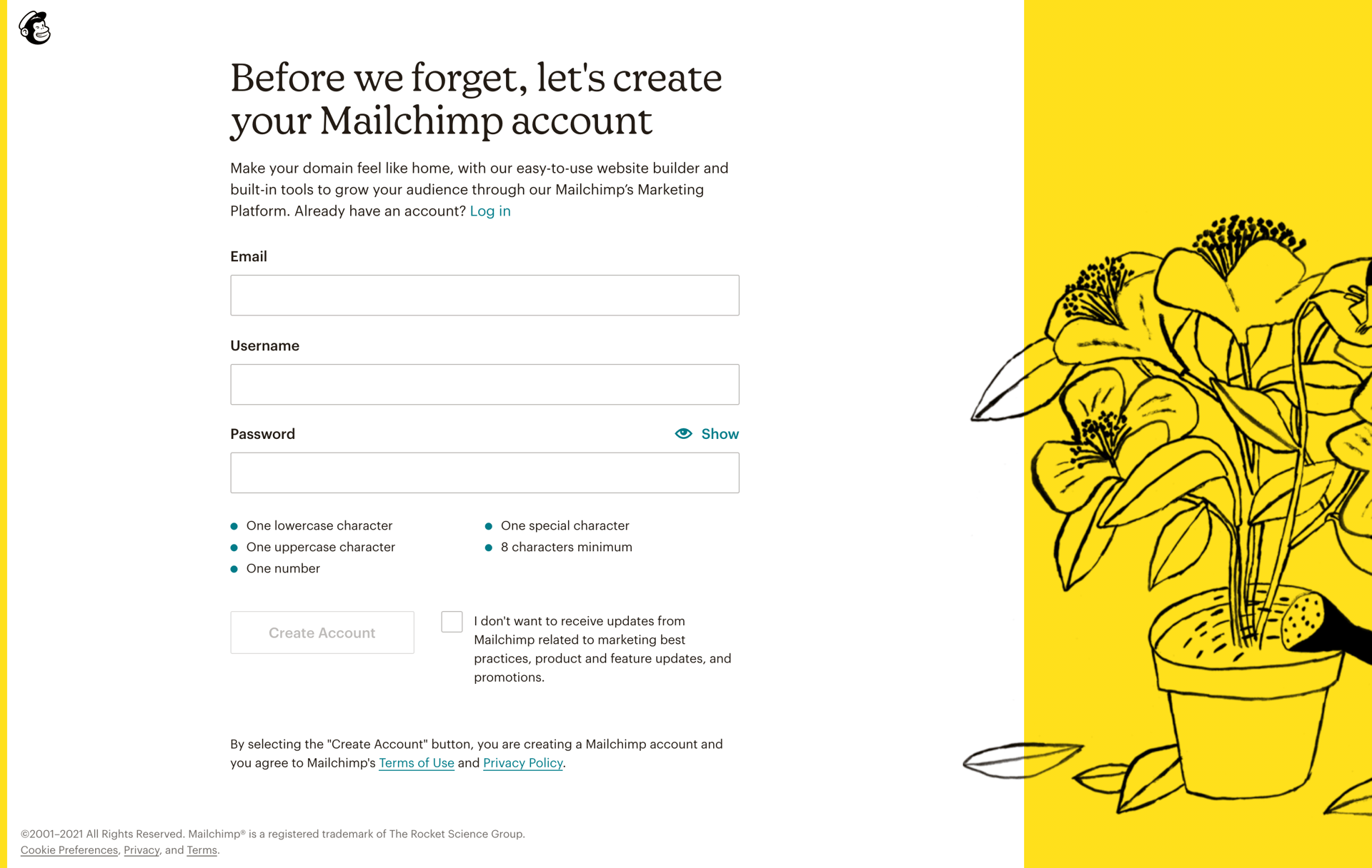 Mailchimp
				signup page example