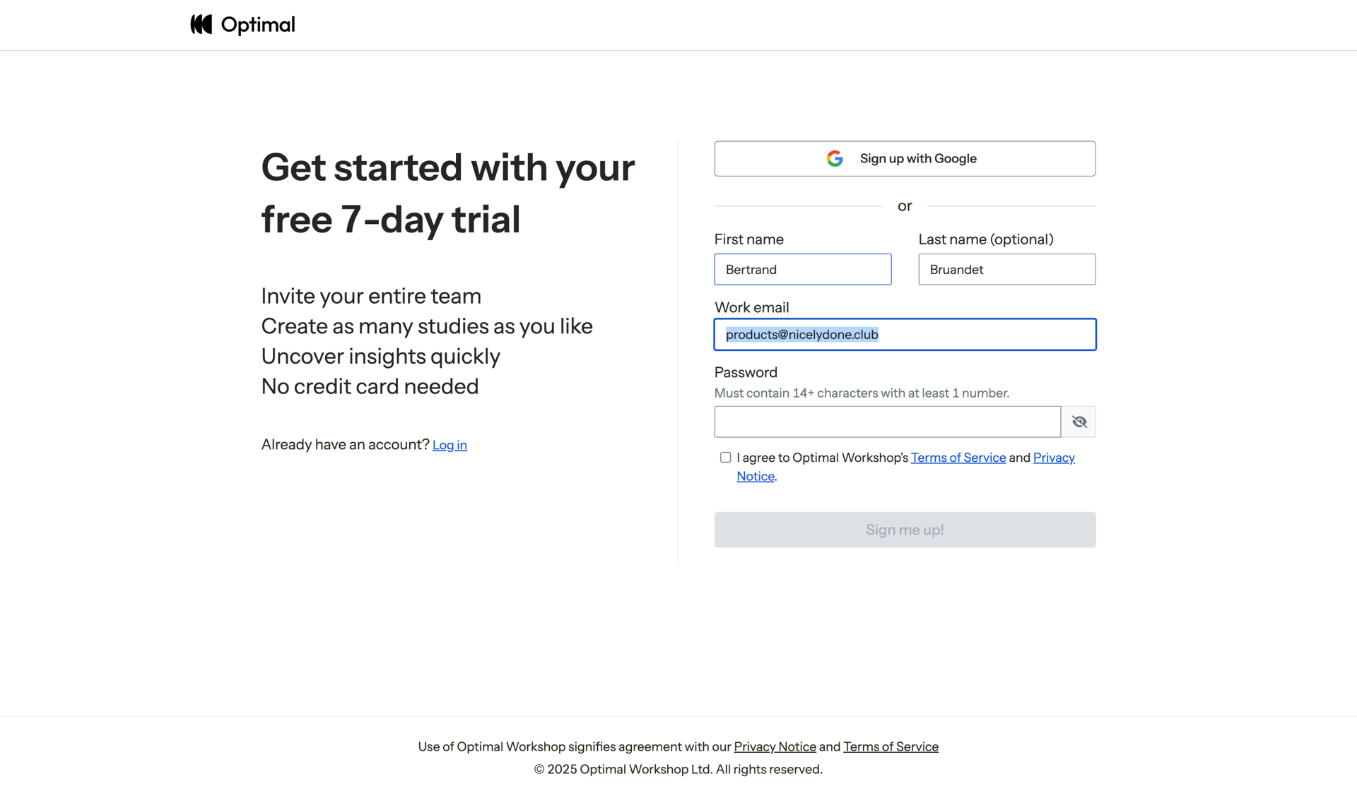 Optimal screen example