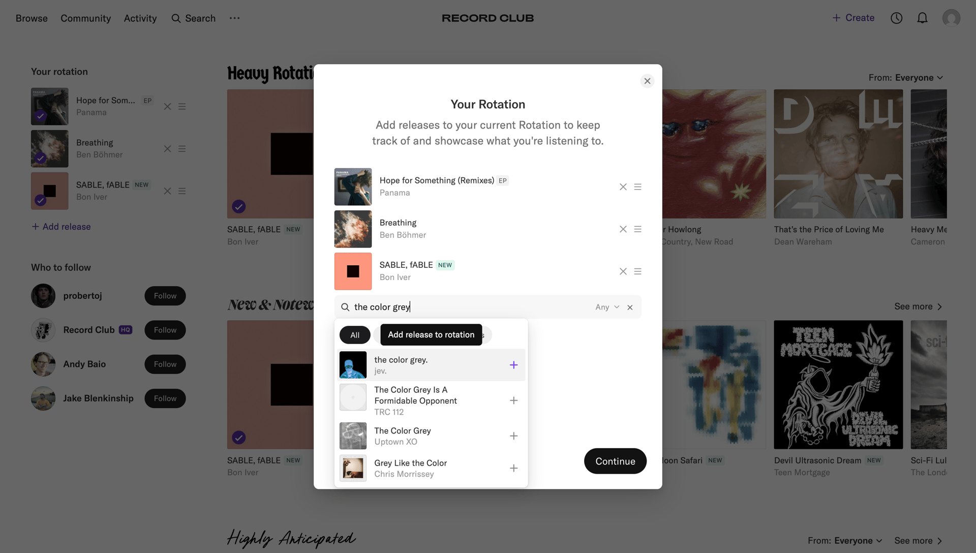 Record club
			   ux ui design