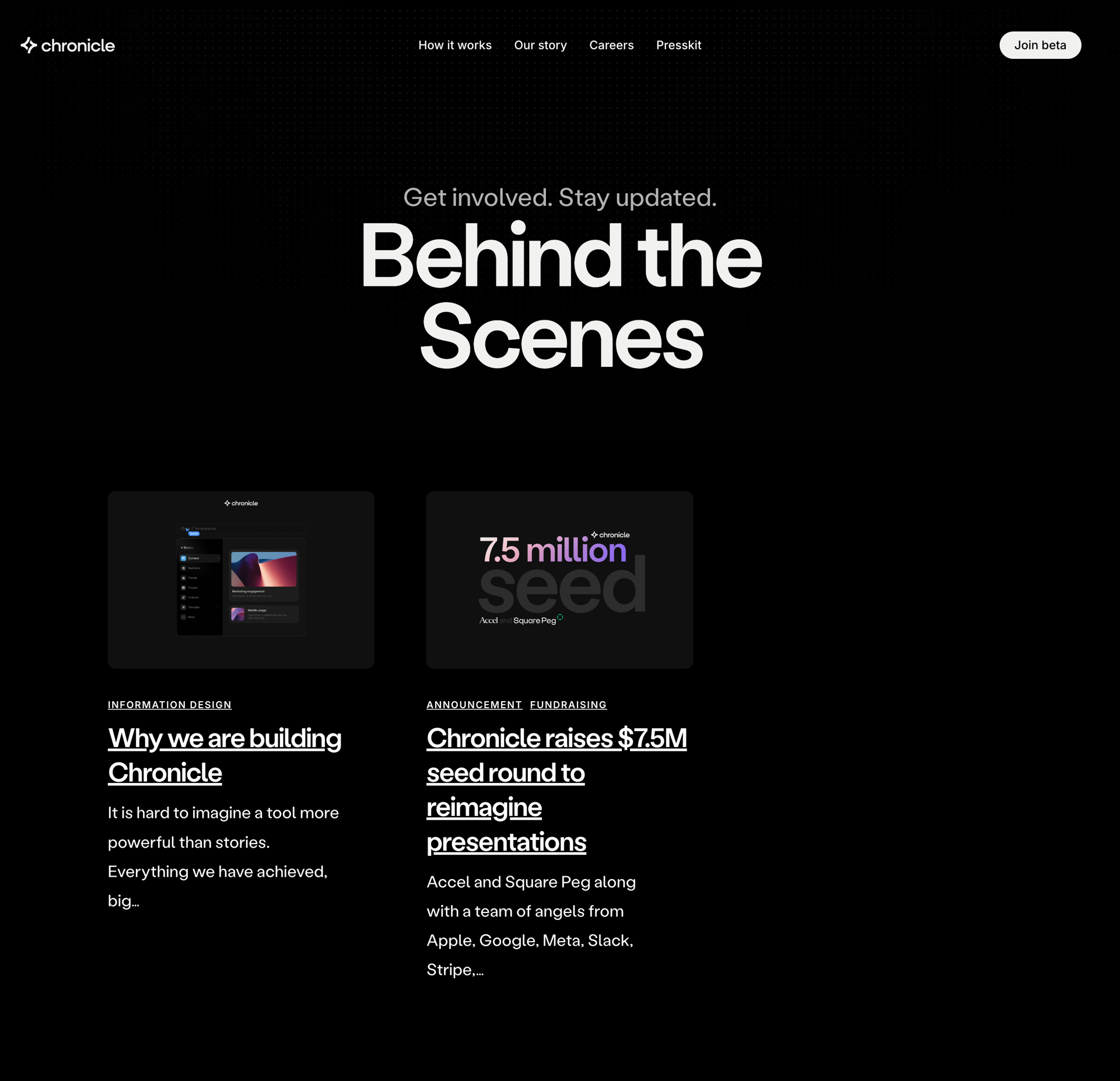 Chronicle
				blog page example