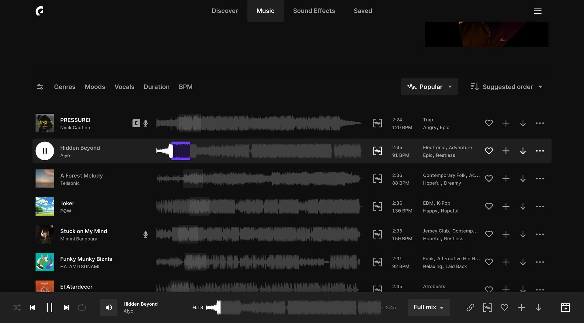 Epidemic Sound
			       ux ui design