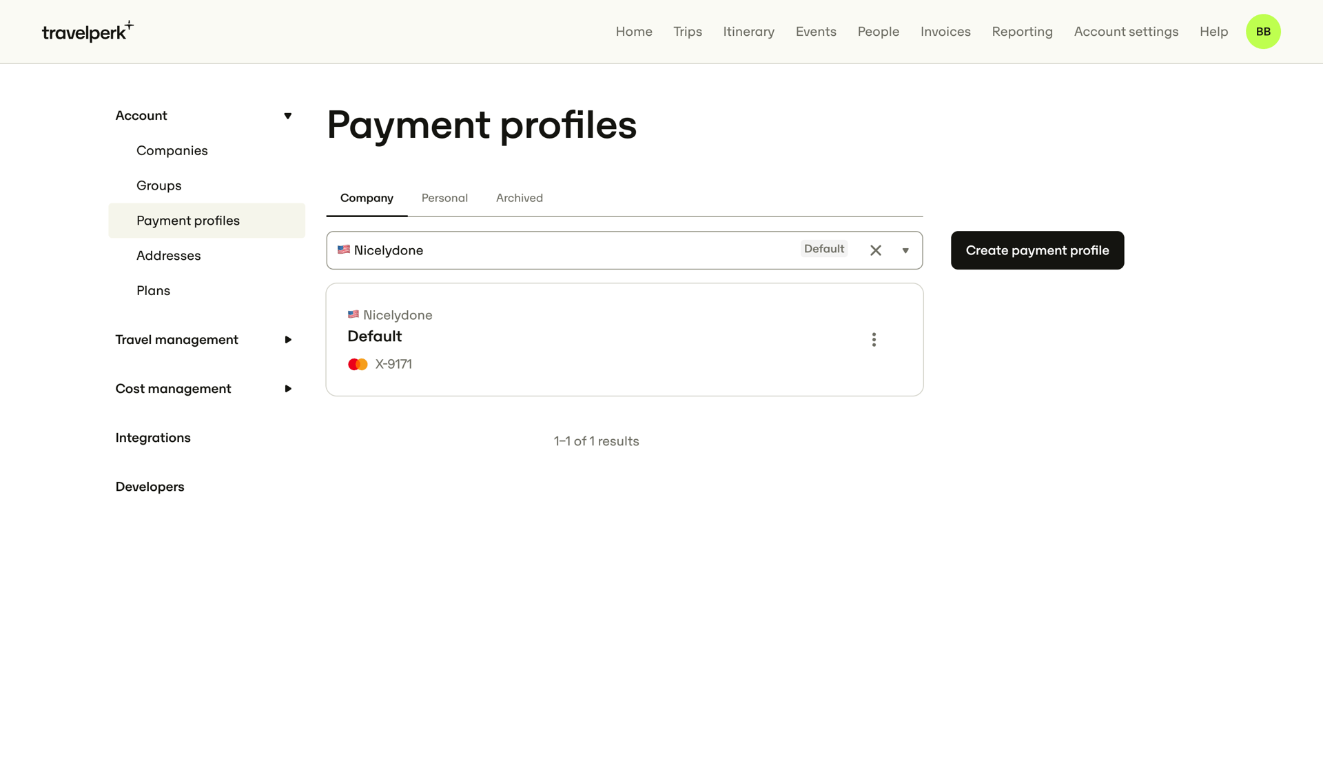 Travelperk
				settings page example