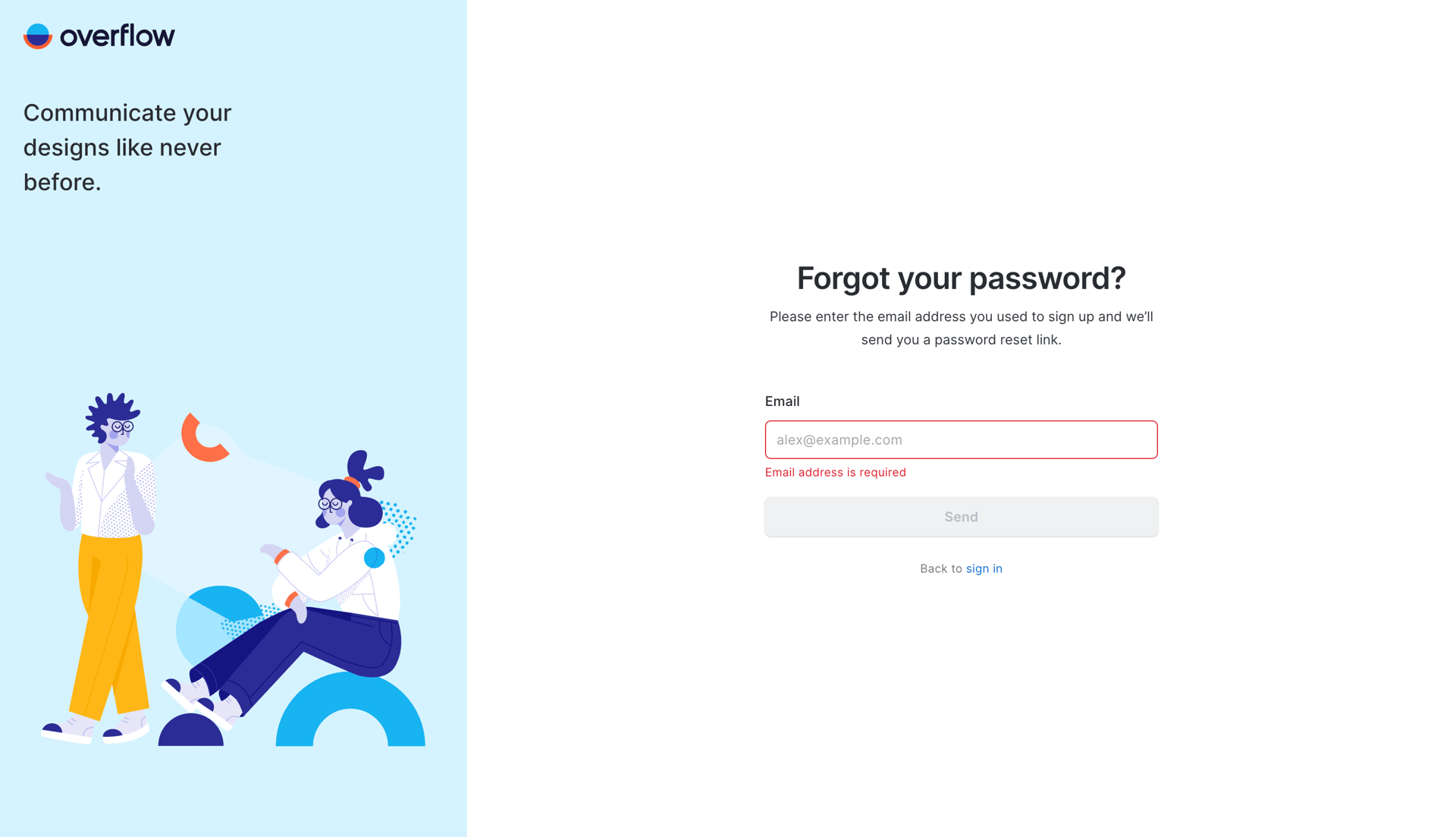Overflow
				password reset page example