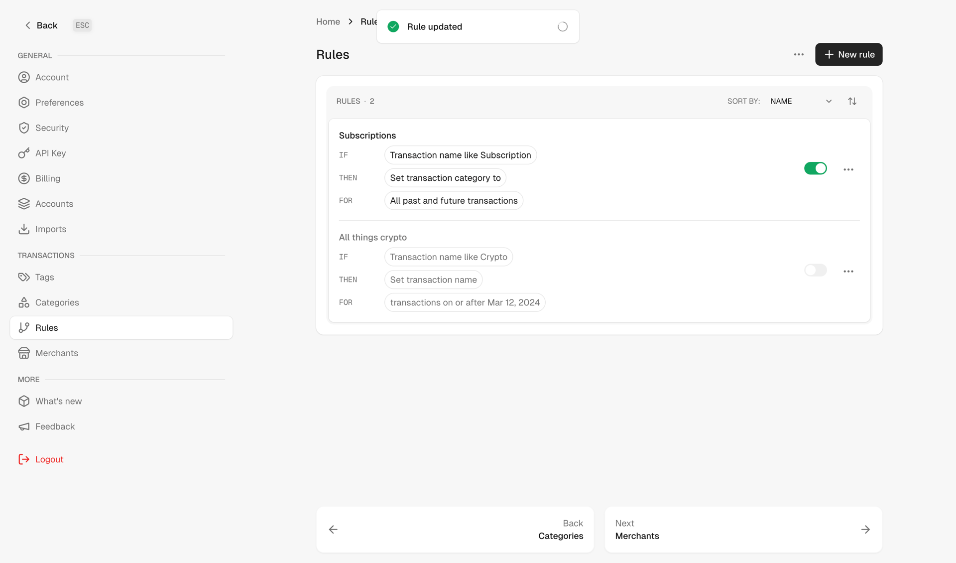 Maybe Finance screen example