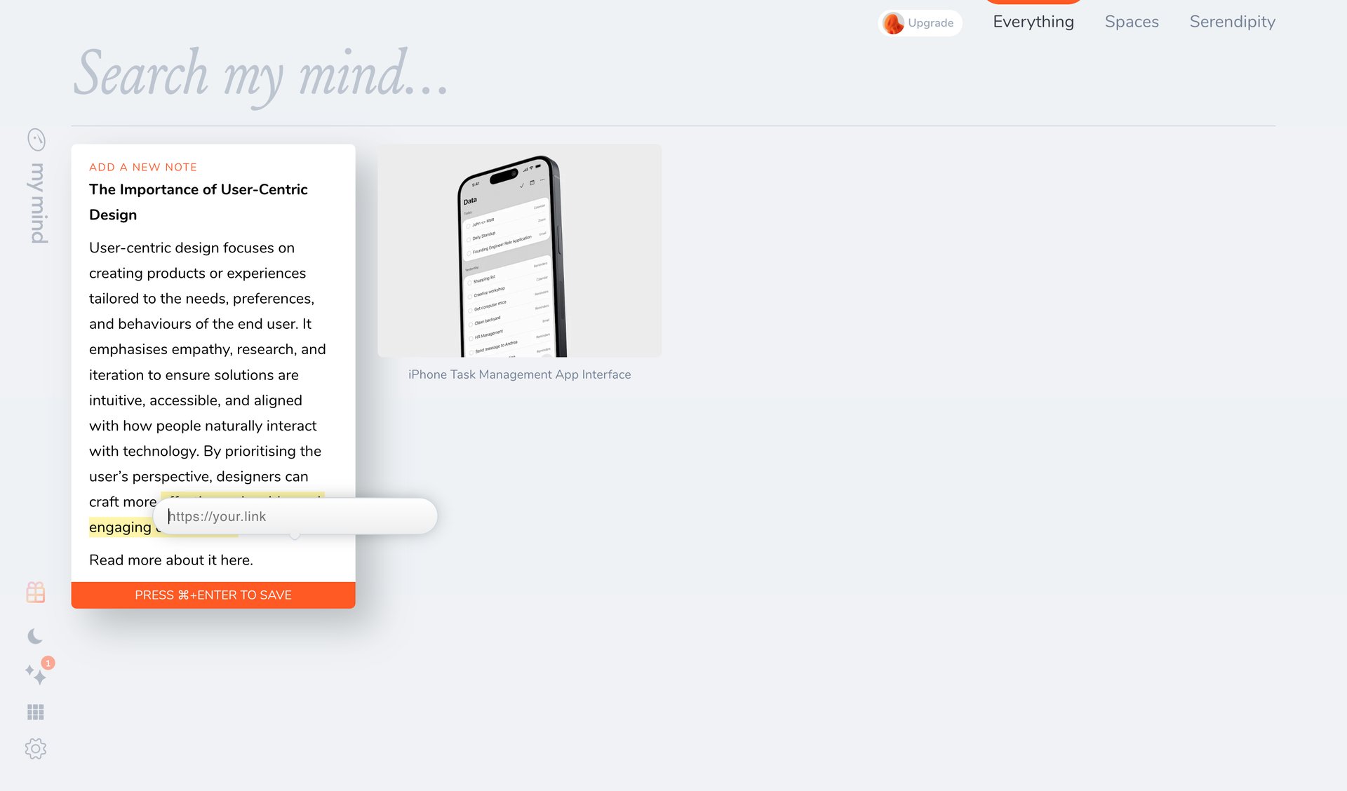 Mymind
			     ux ui design