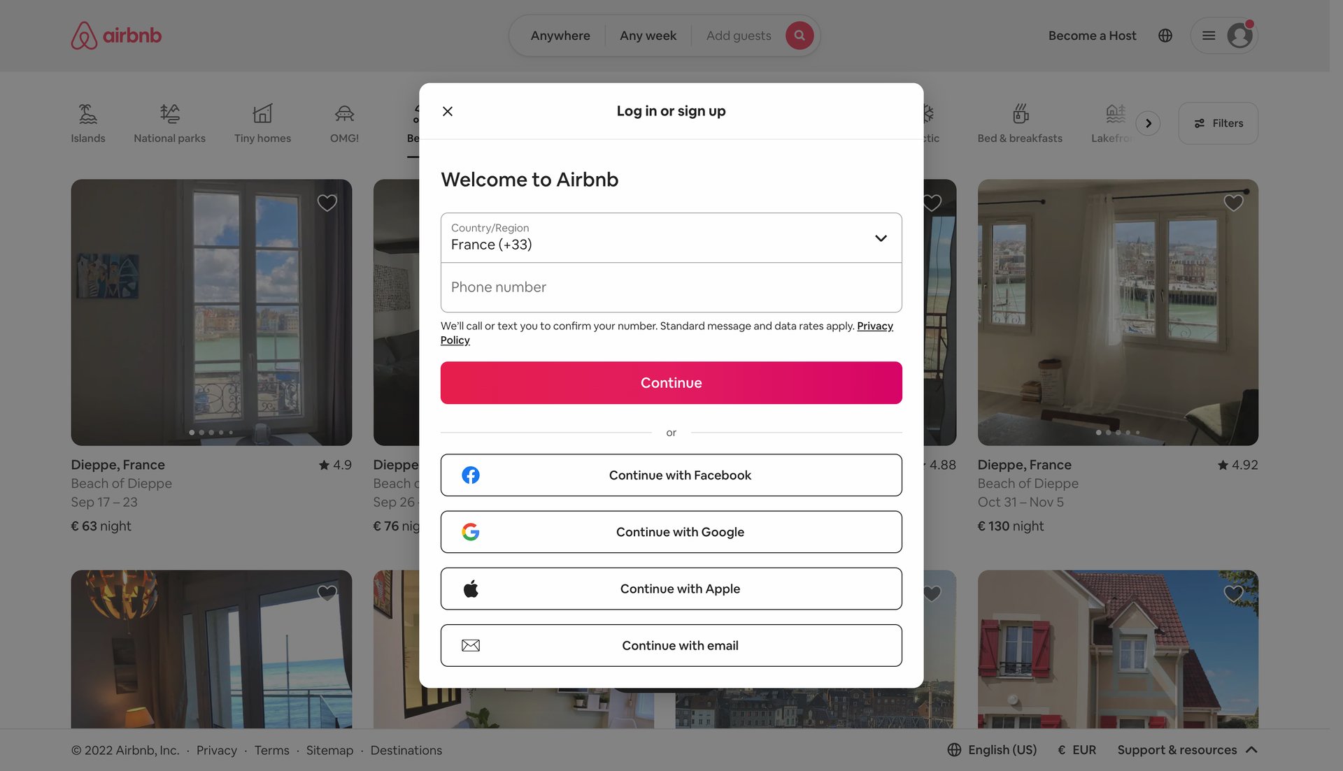 Airbnb
				signin page example