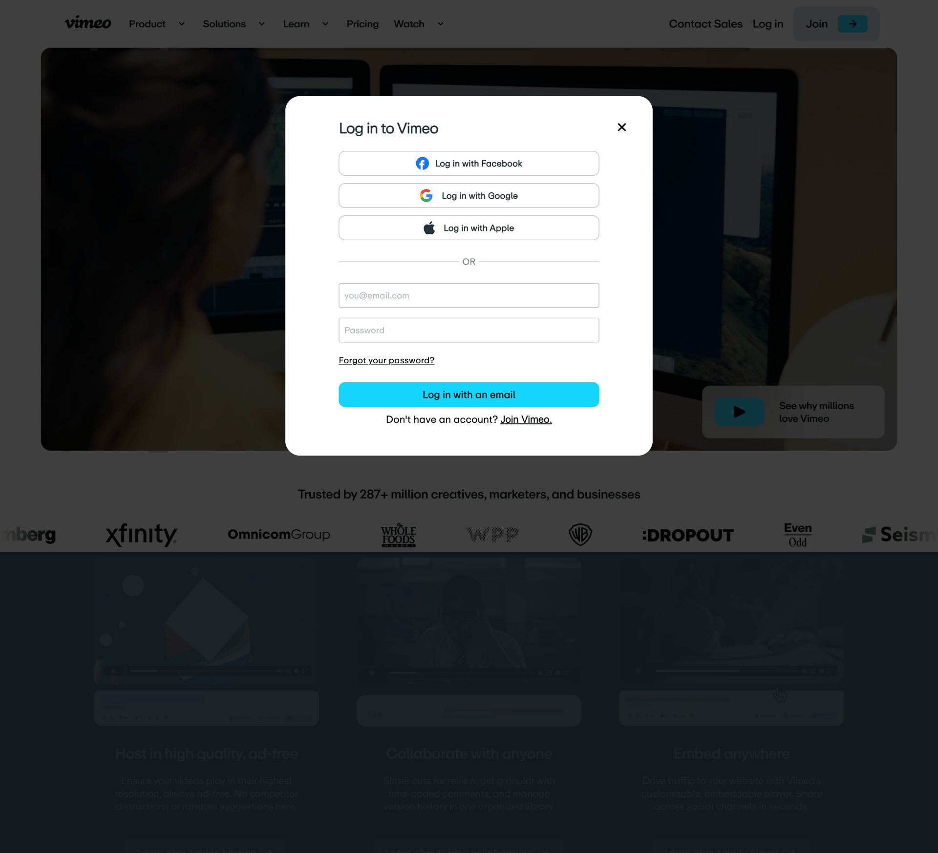 Vimeo
				signin page example