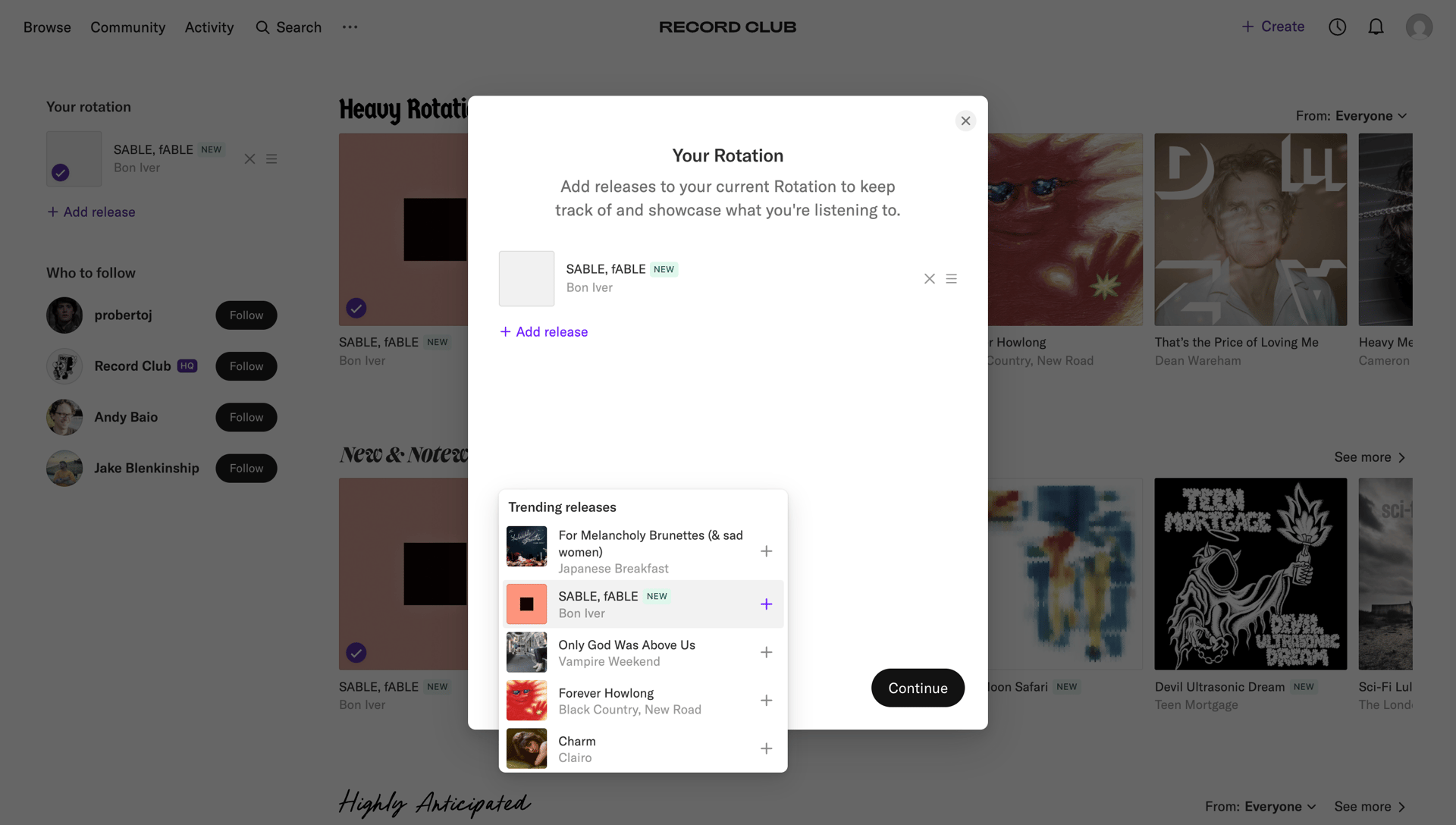 Record club
			   ux ui design