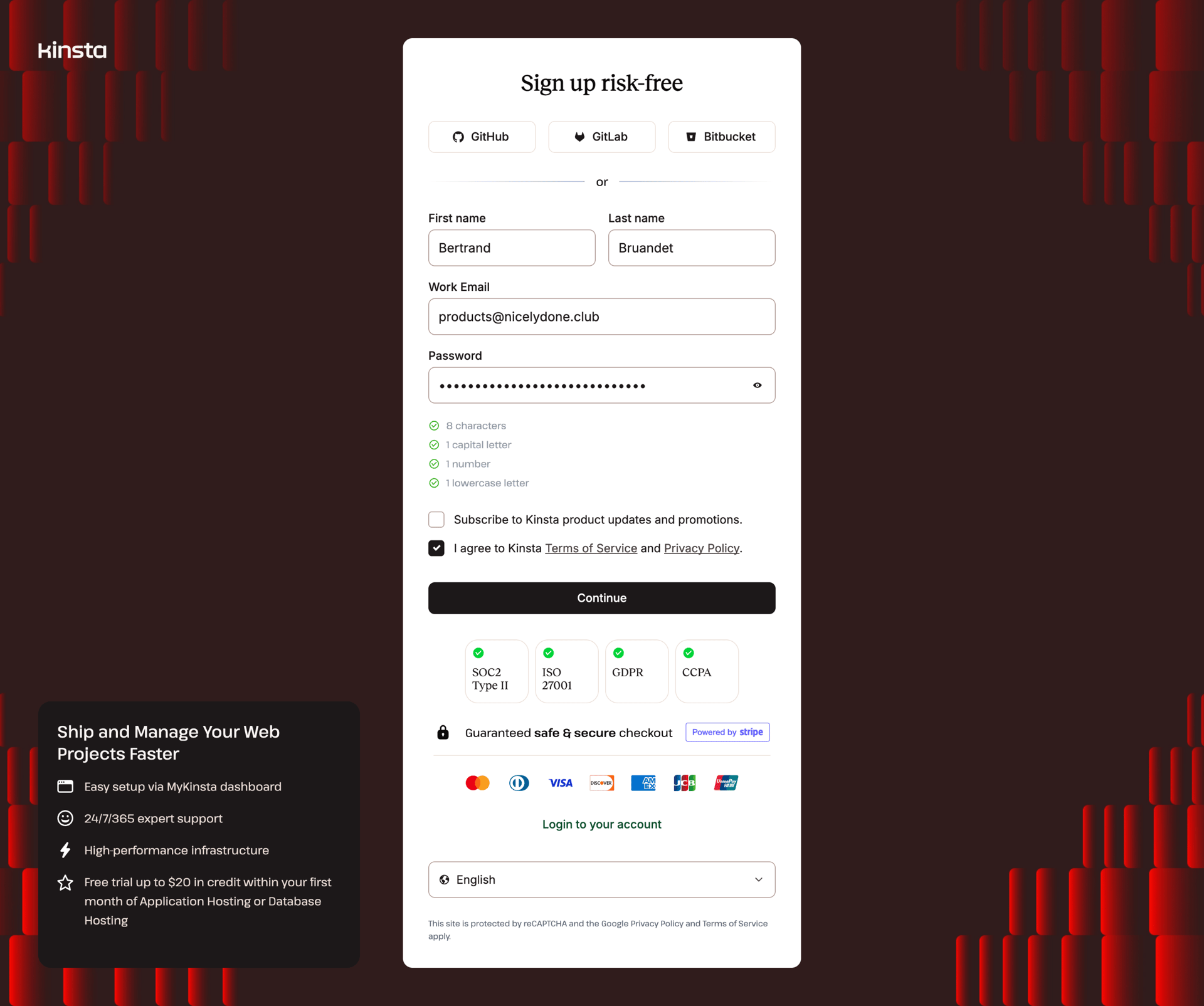 Kinsta screen example