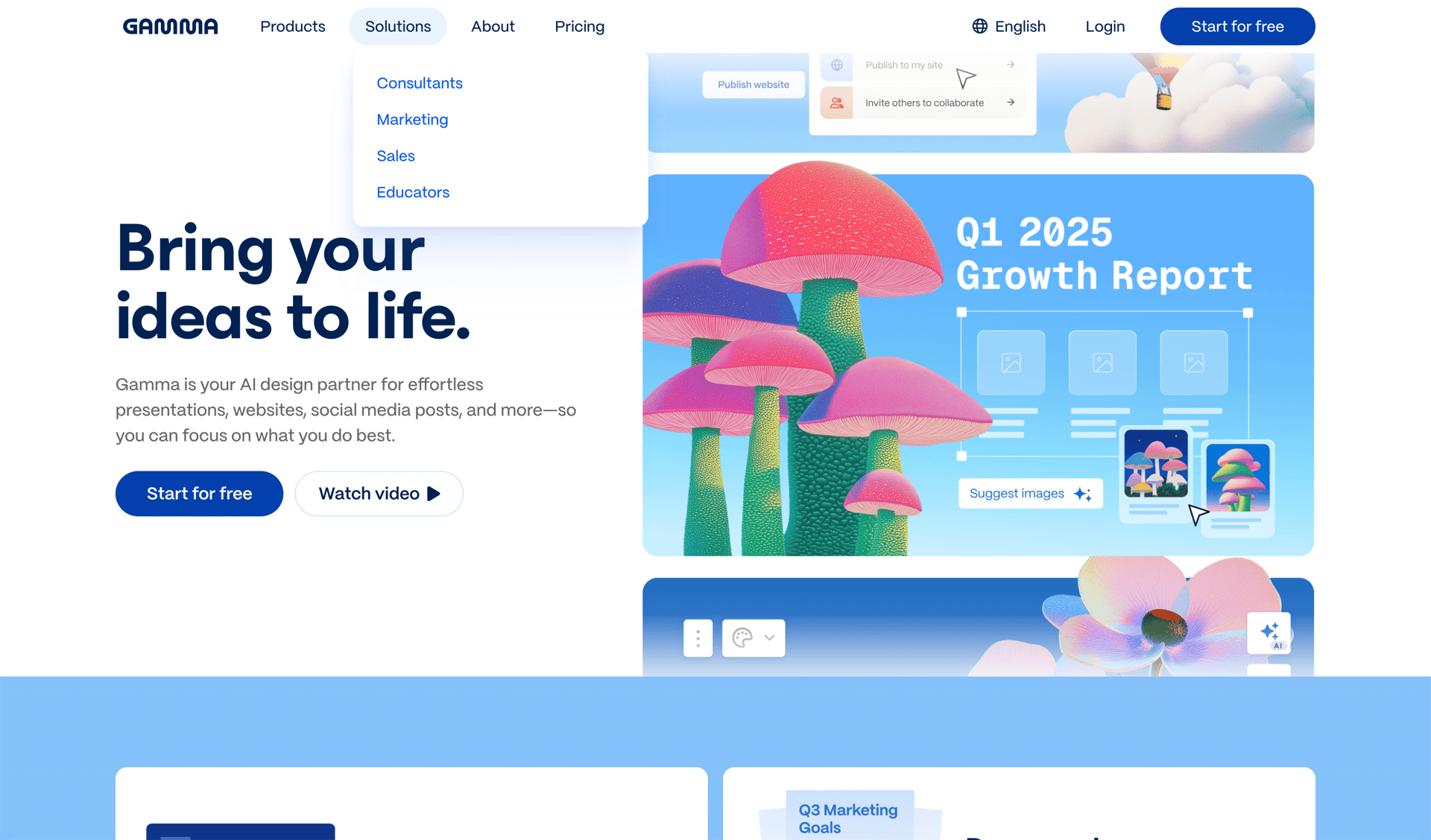 Gamma
				dropdown & other states page example