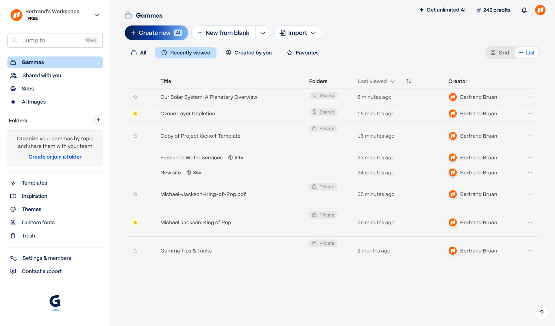 Gamma
				landing page page example