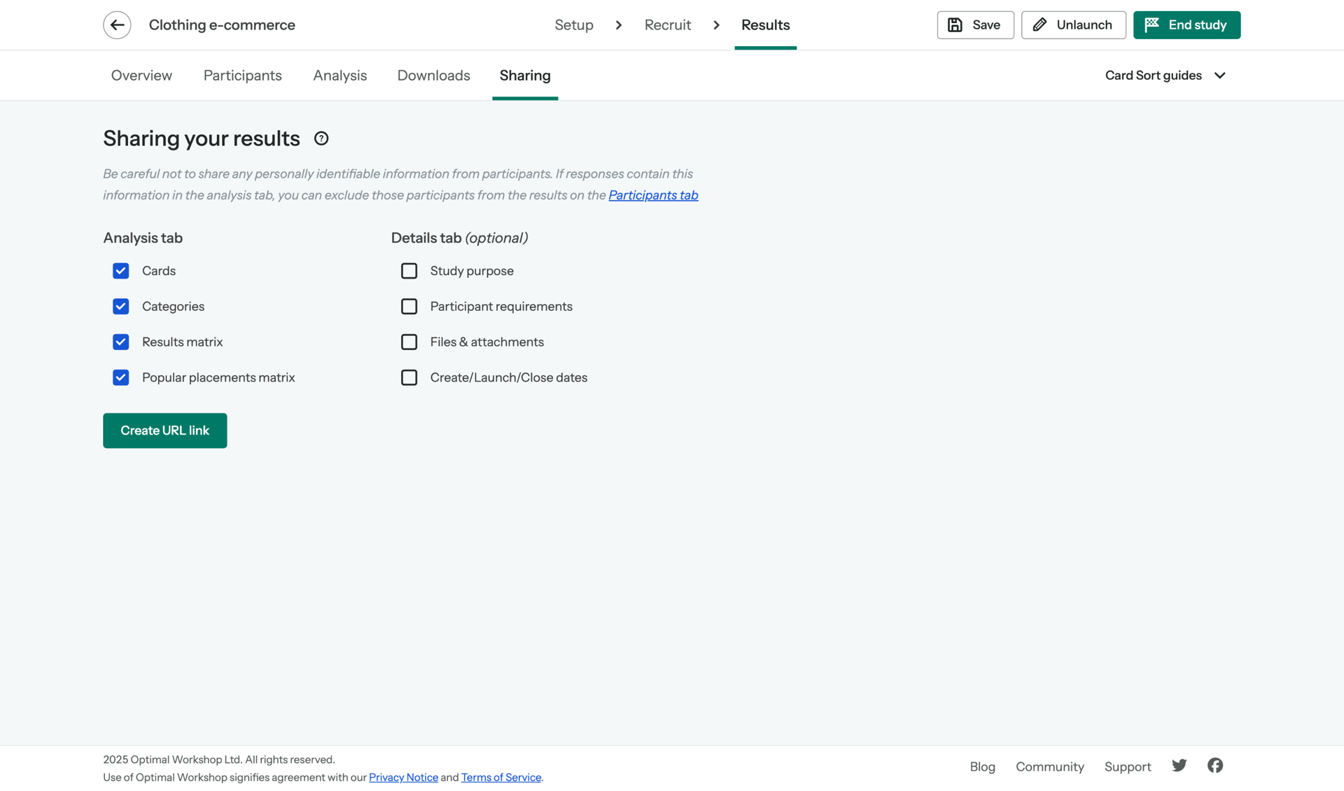 Optimal
				settings page example