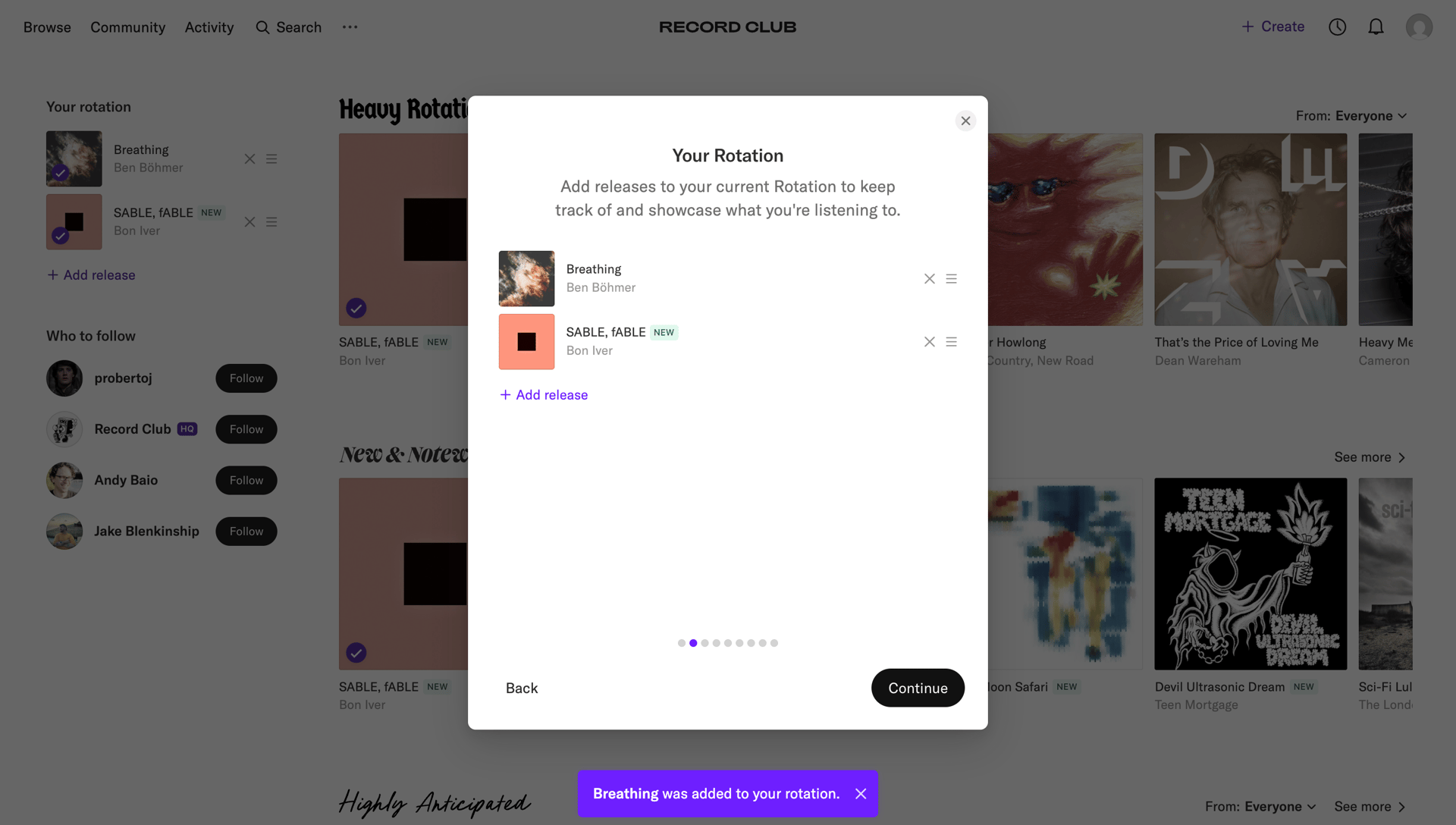 Record club
			     ux ui design