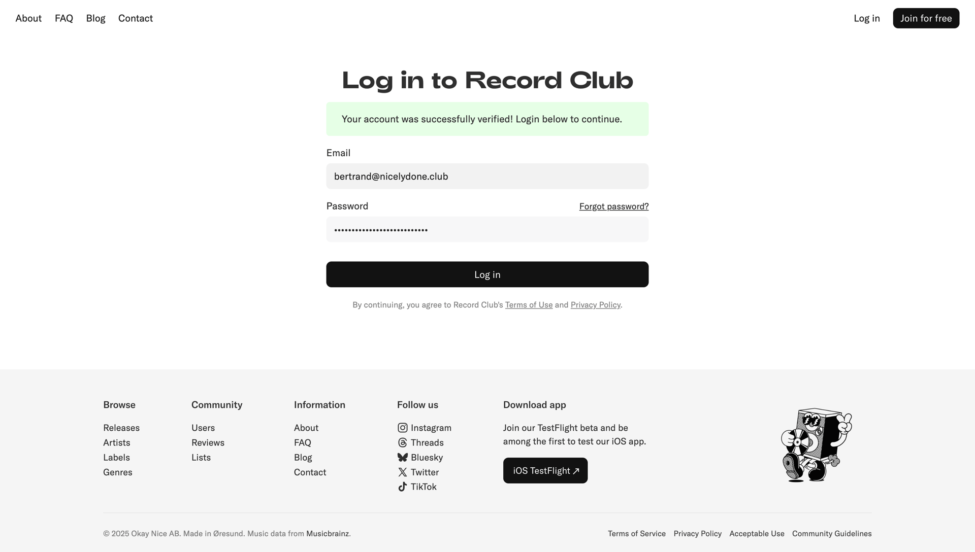 Record club
			             ux ui design