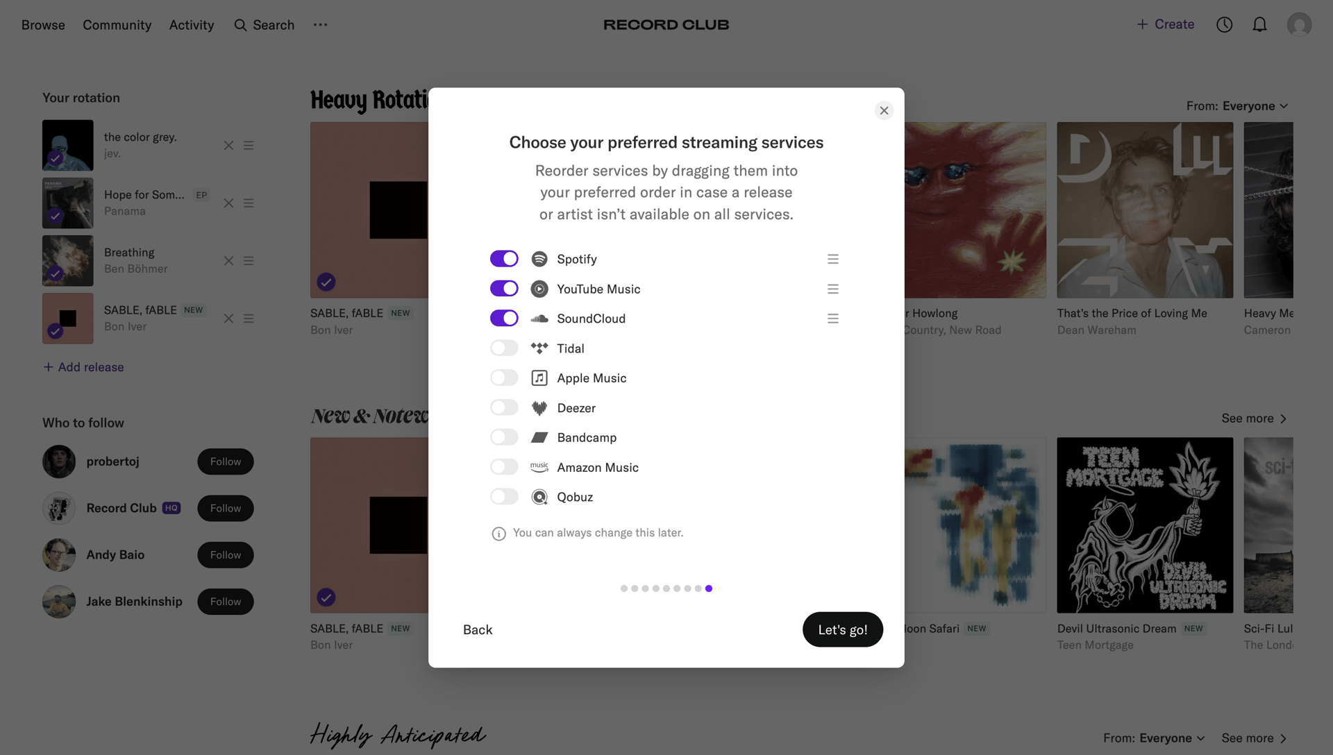 Record club
			       ux ui design