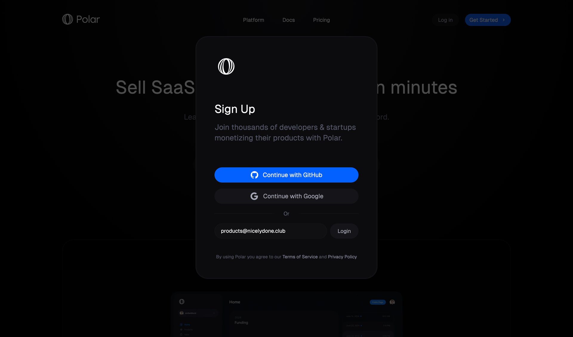 Polar
				landing page page example