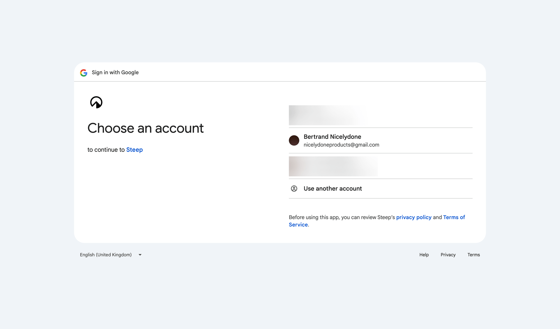 Steep
				signin page example