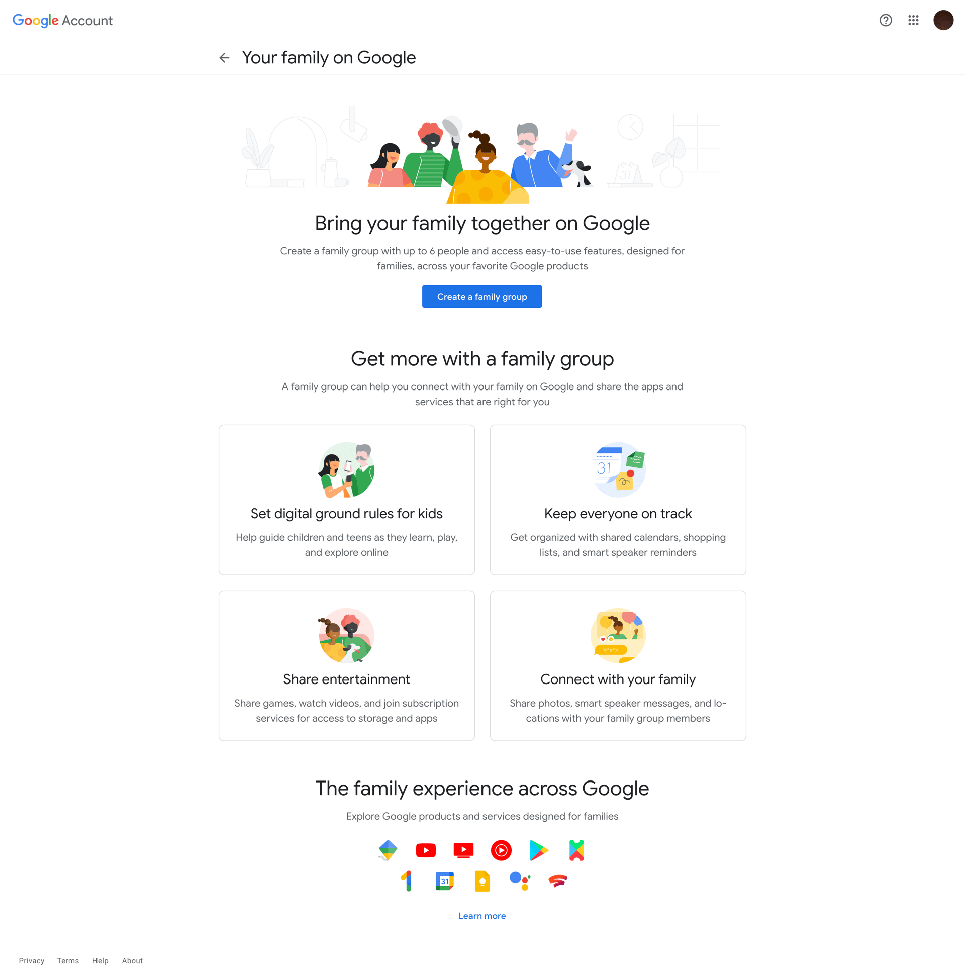 Google Account screen example