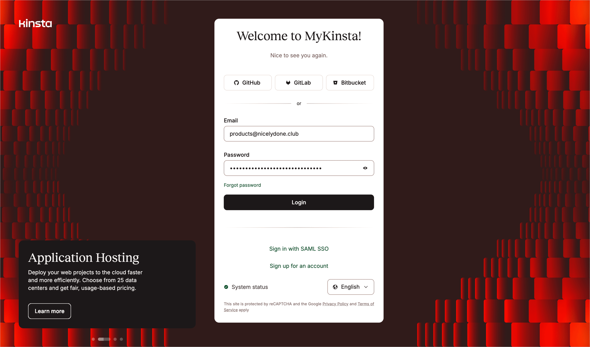 Kinsta screen example