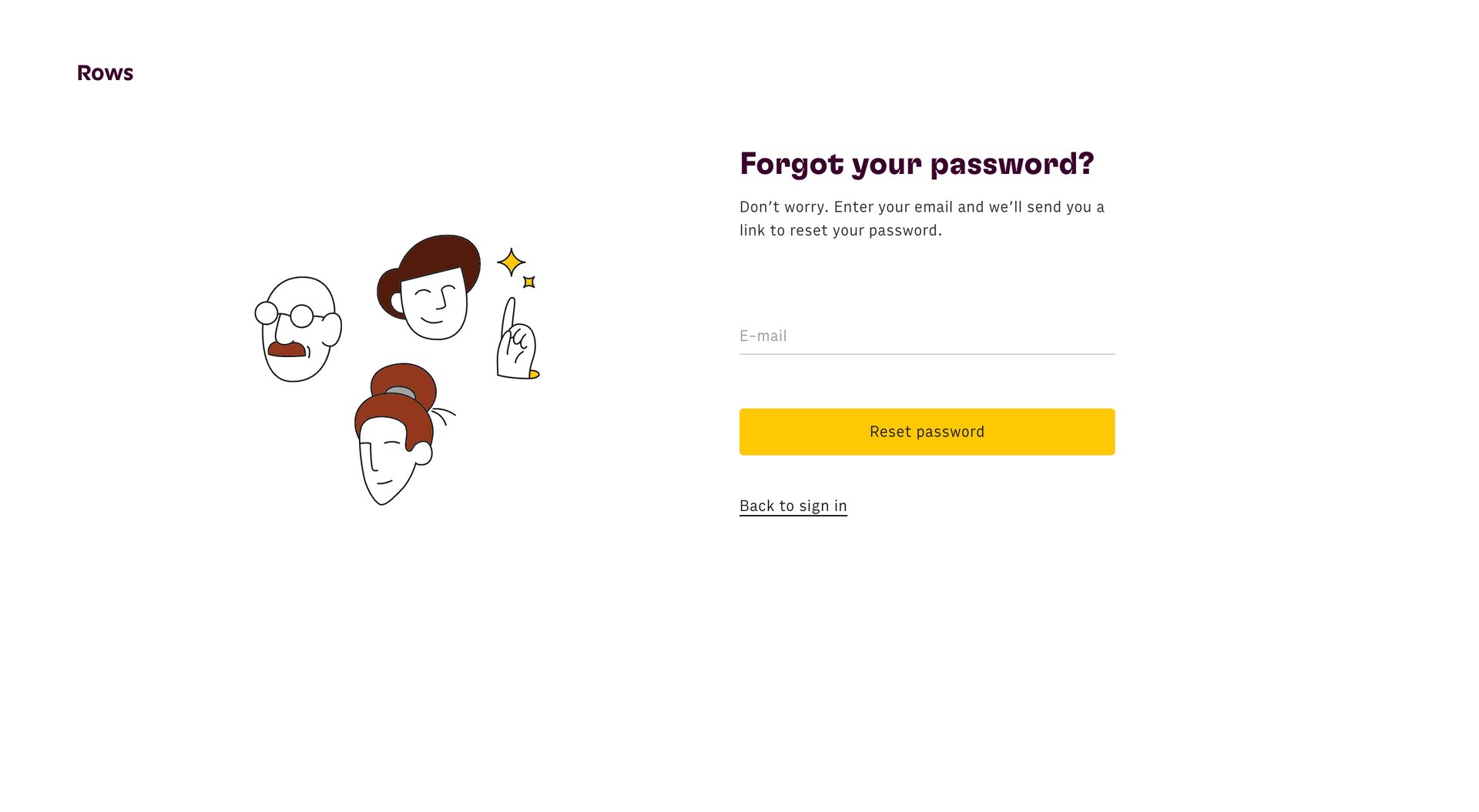 Rows
				password reset page example