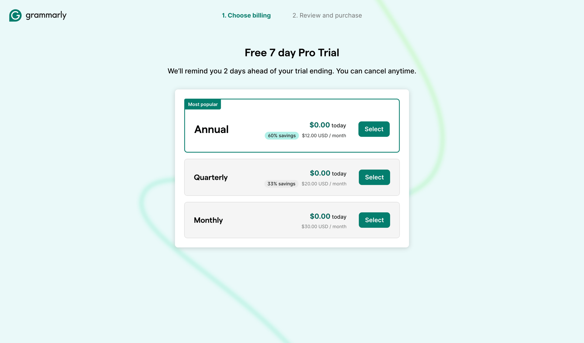 Grammarly screen example