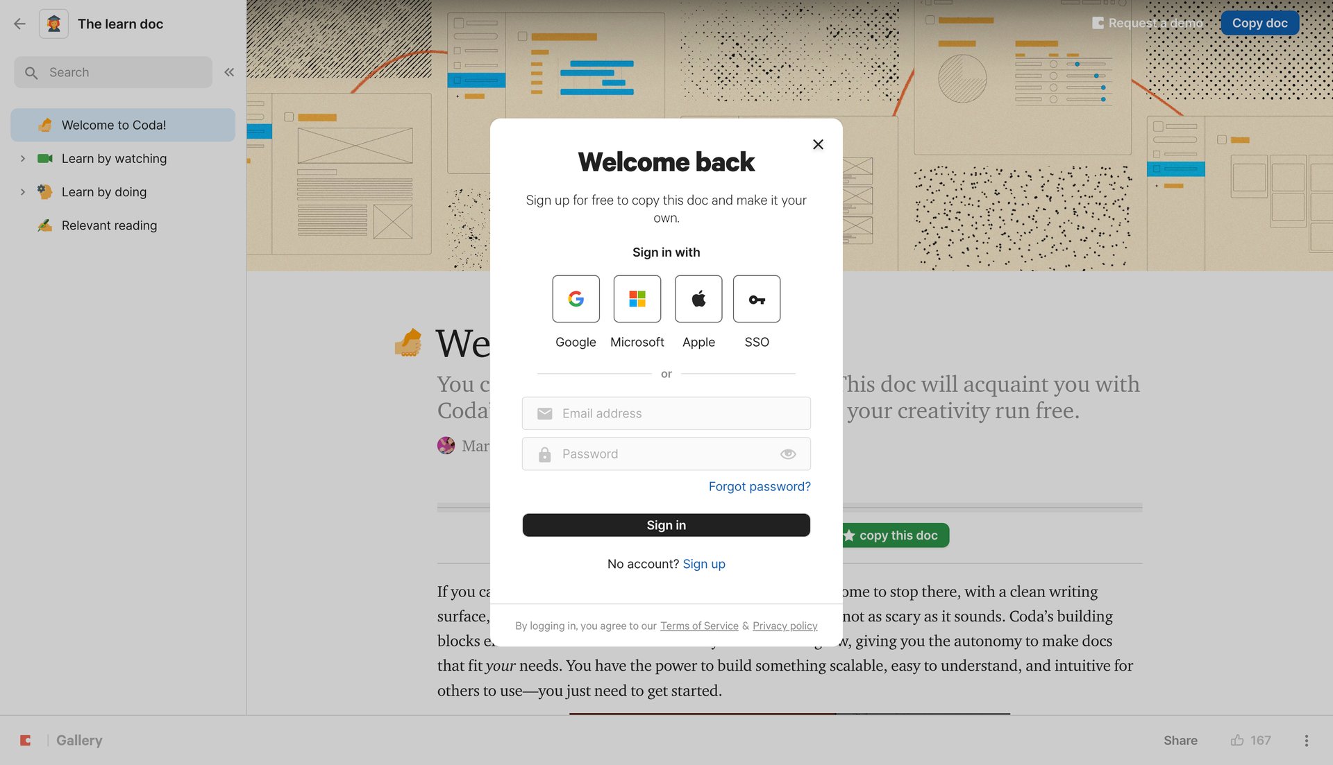 Coda
				signup page example