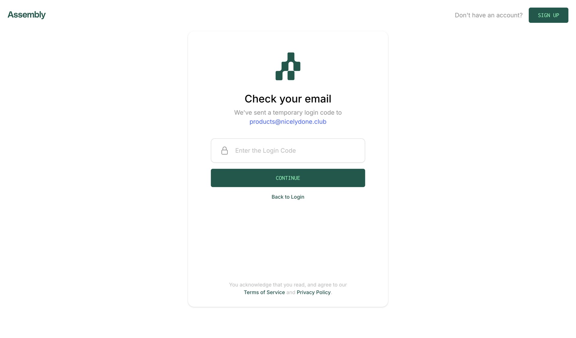 Assembly
				signin page example