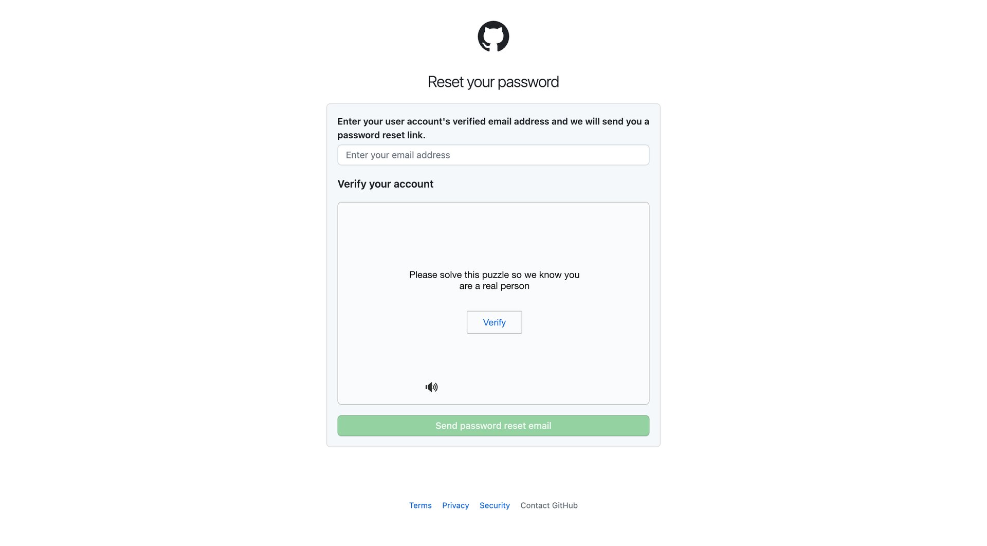 Github
				password reset page example