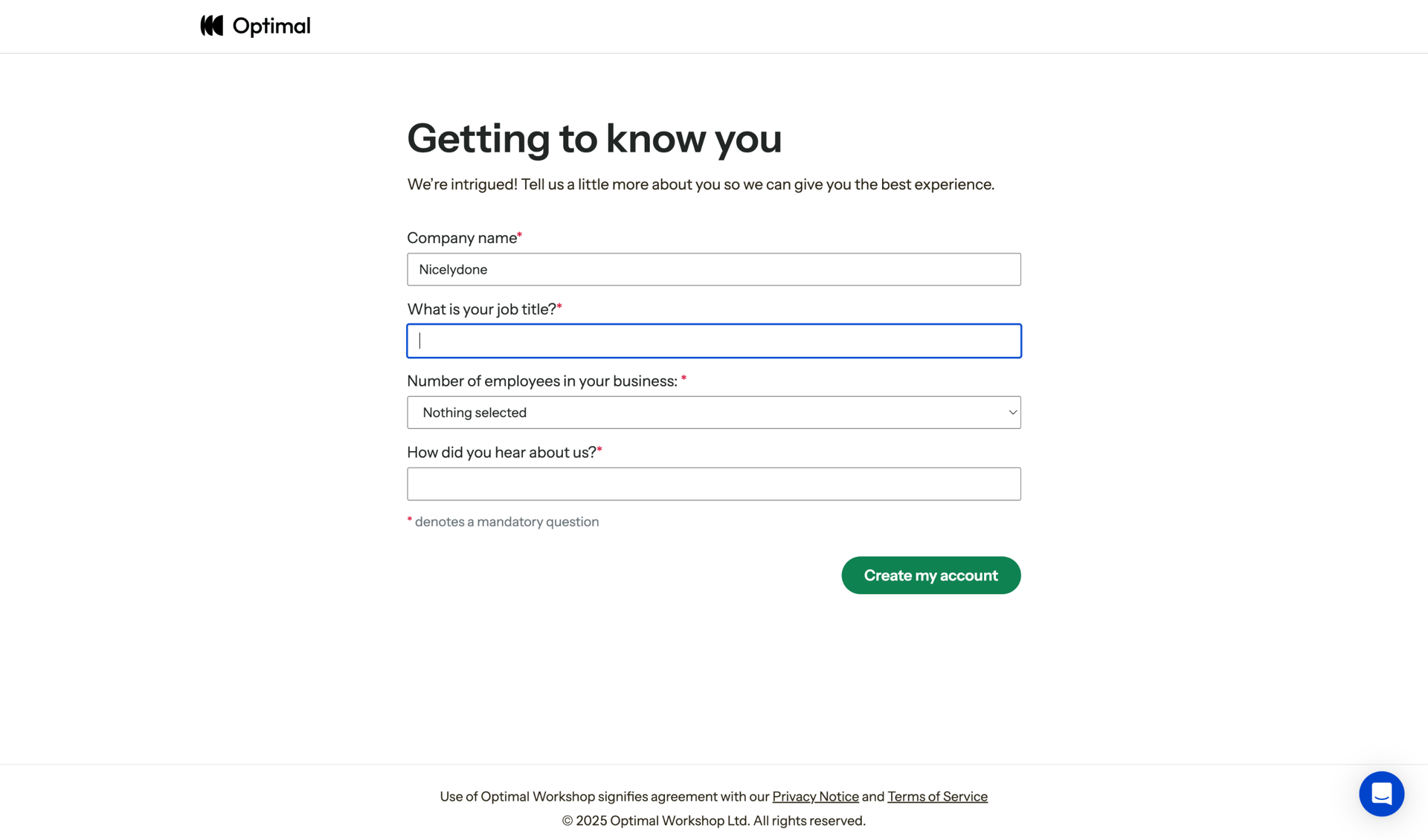 Optimal screen example