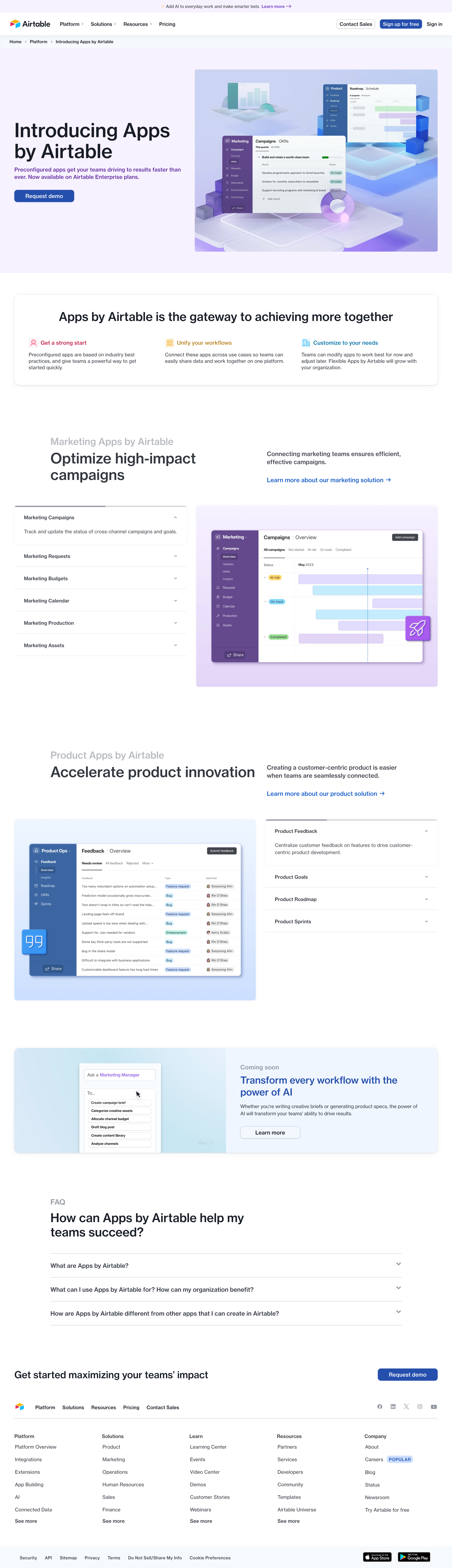 Airtable
				integrations page example