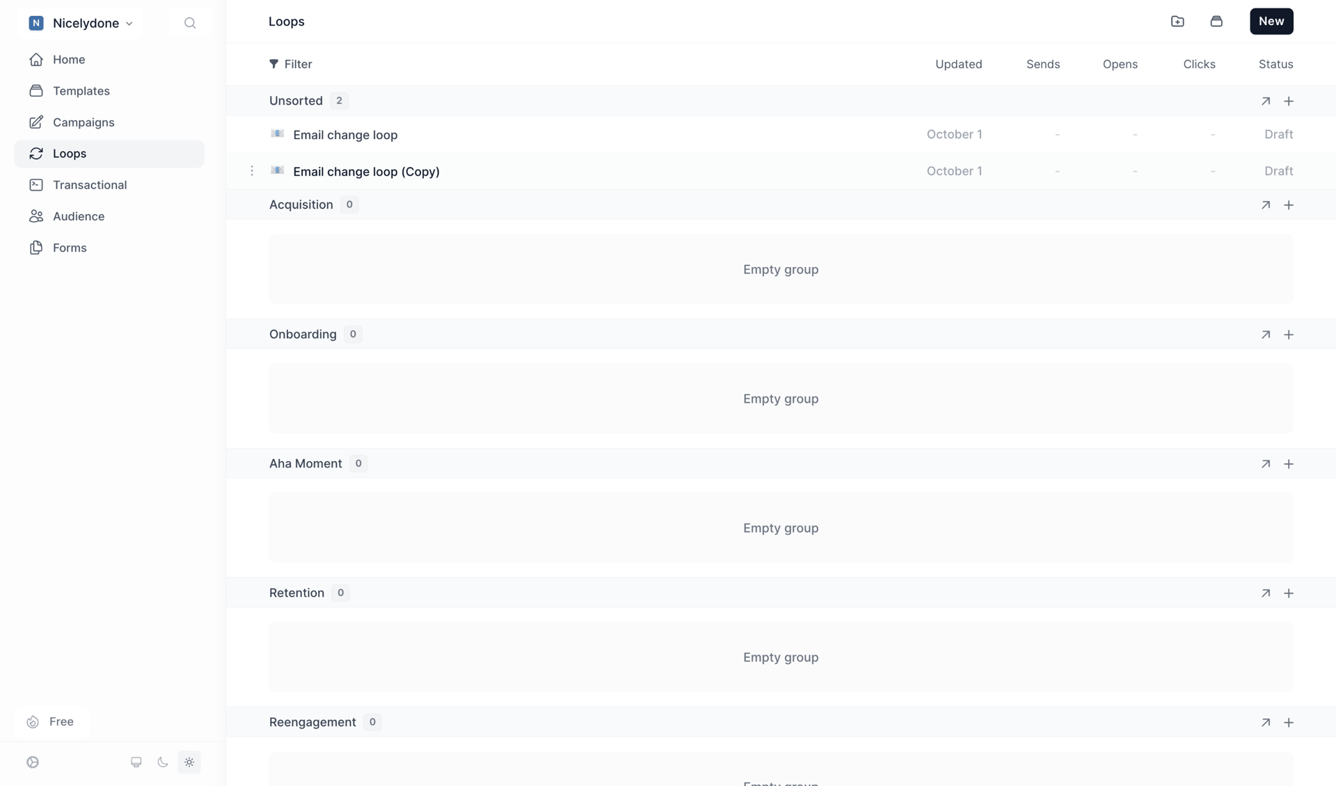 Loops screen example