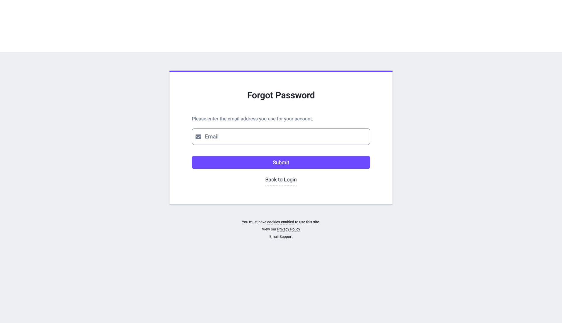 Proton
				password reset page example