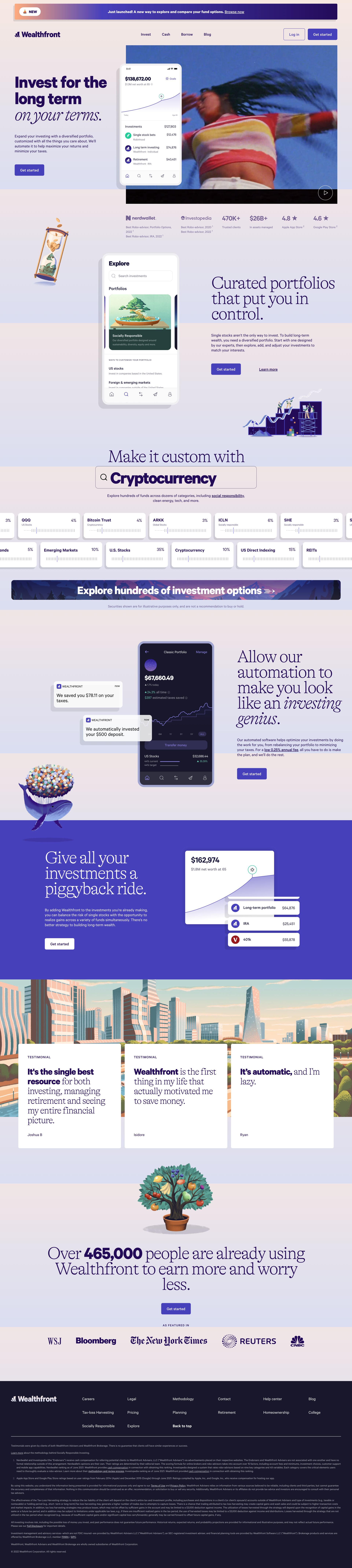 Wealthfront
				 page example