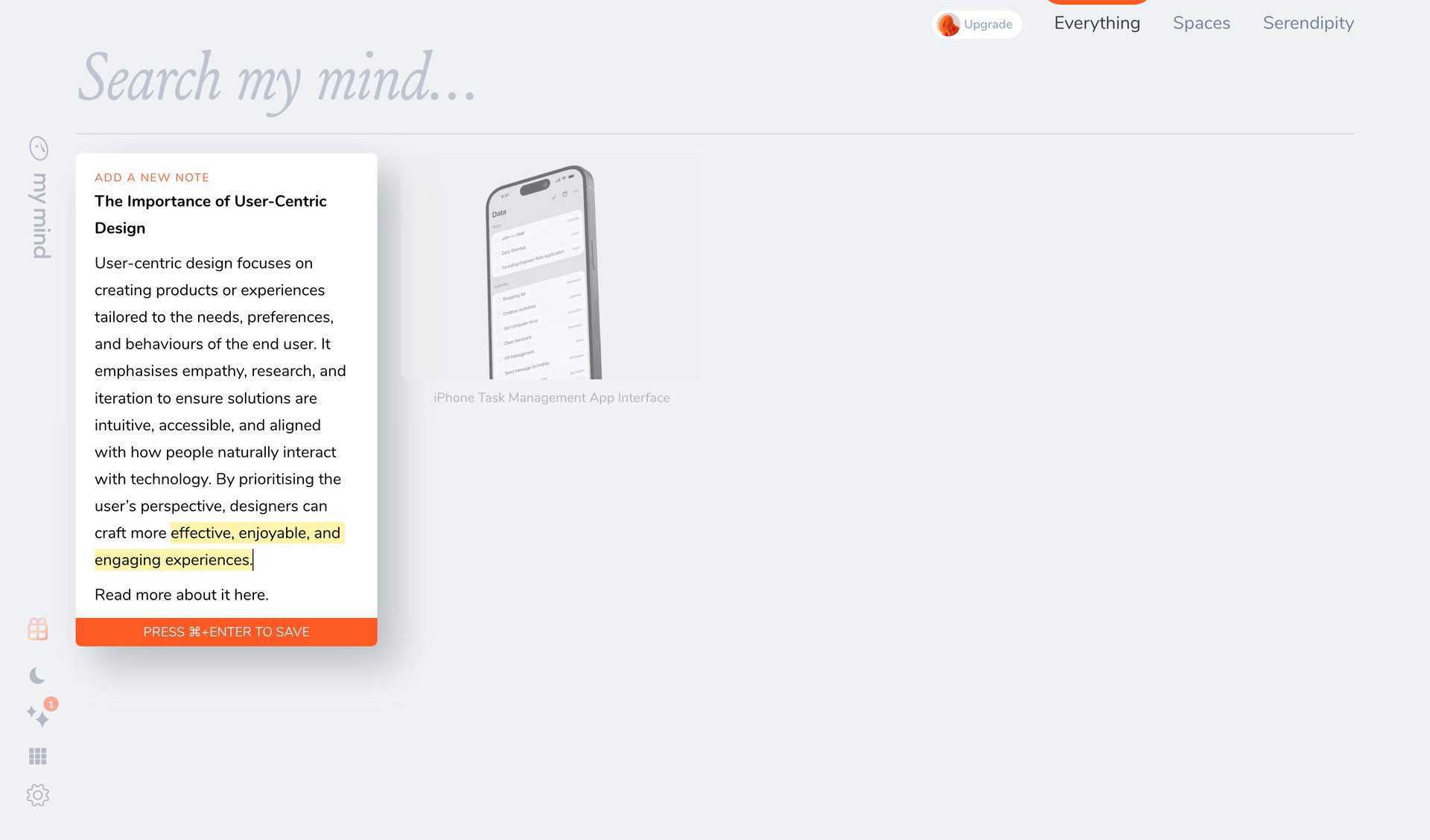Mymind
			    ux ui design