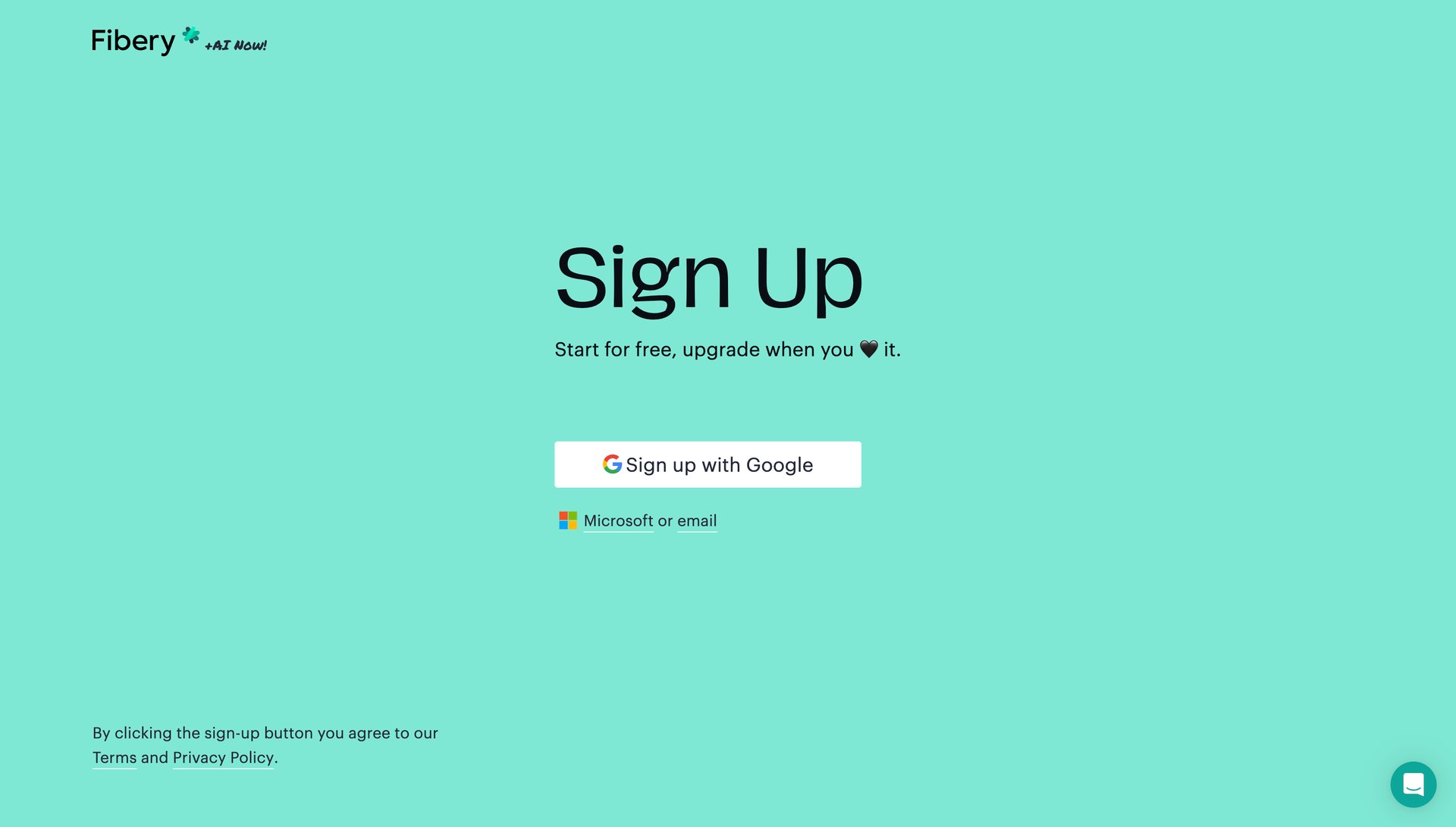 Fibery
				signup page example