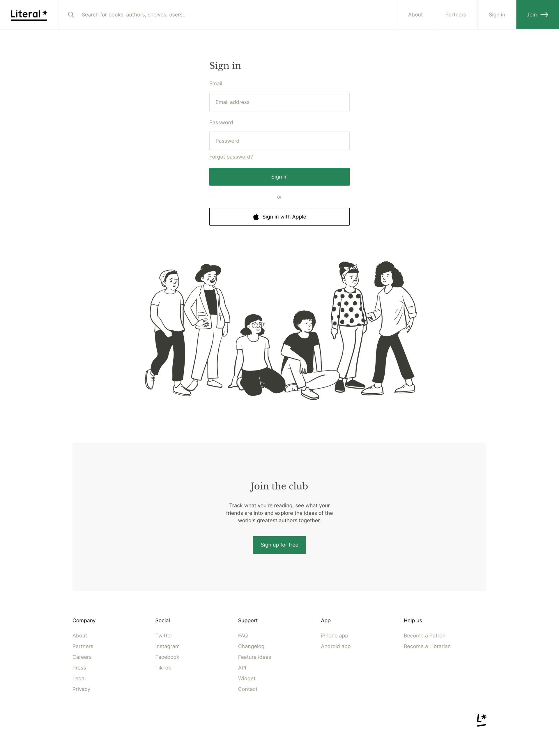 Literal screen example