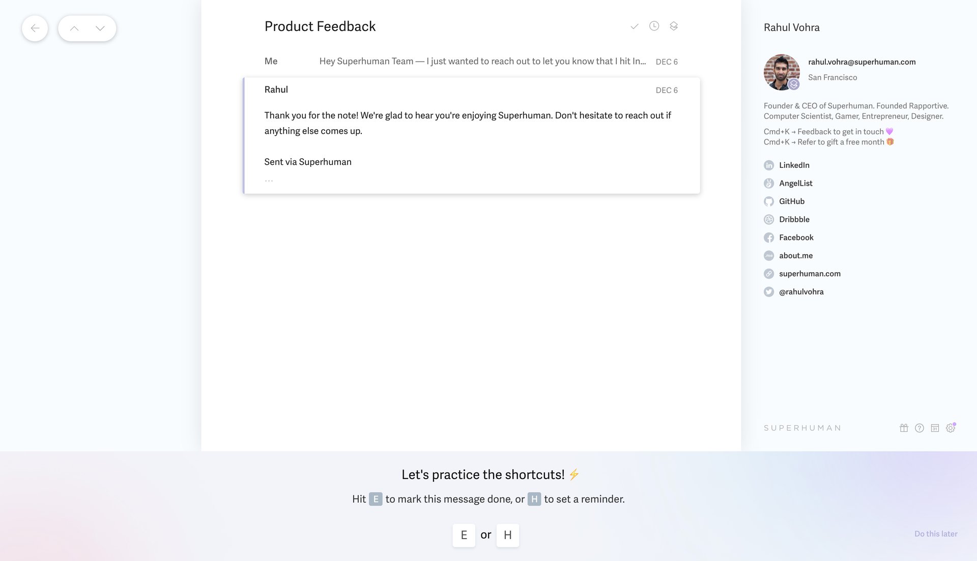Superhuman
			        ux ui design