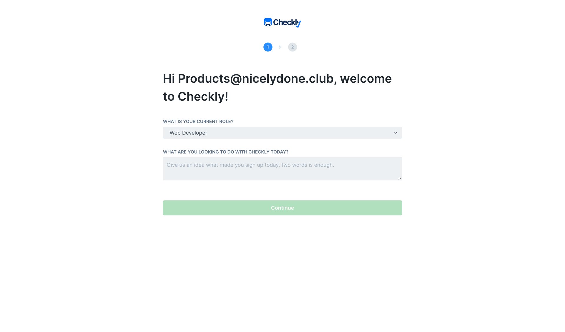 Checkly
				onboarding page example