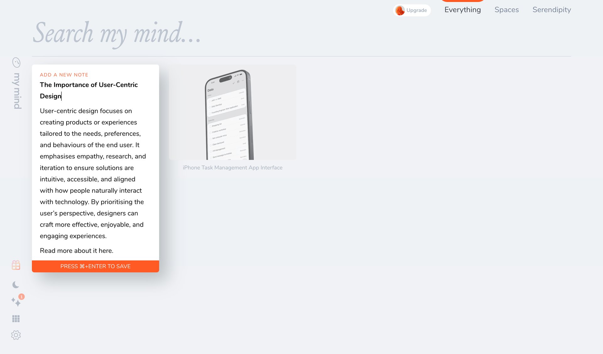 Mymind
			     ux ui design