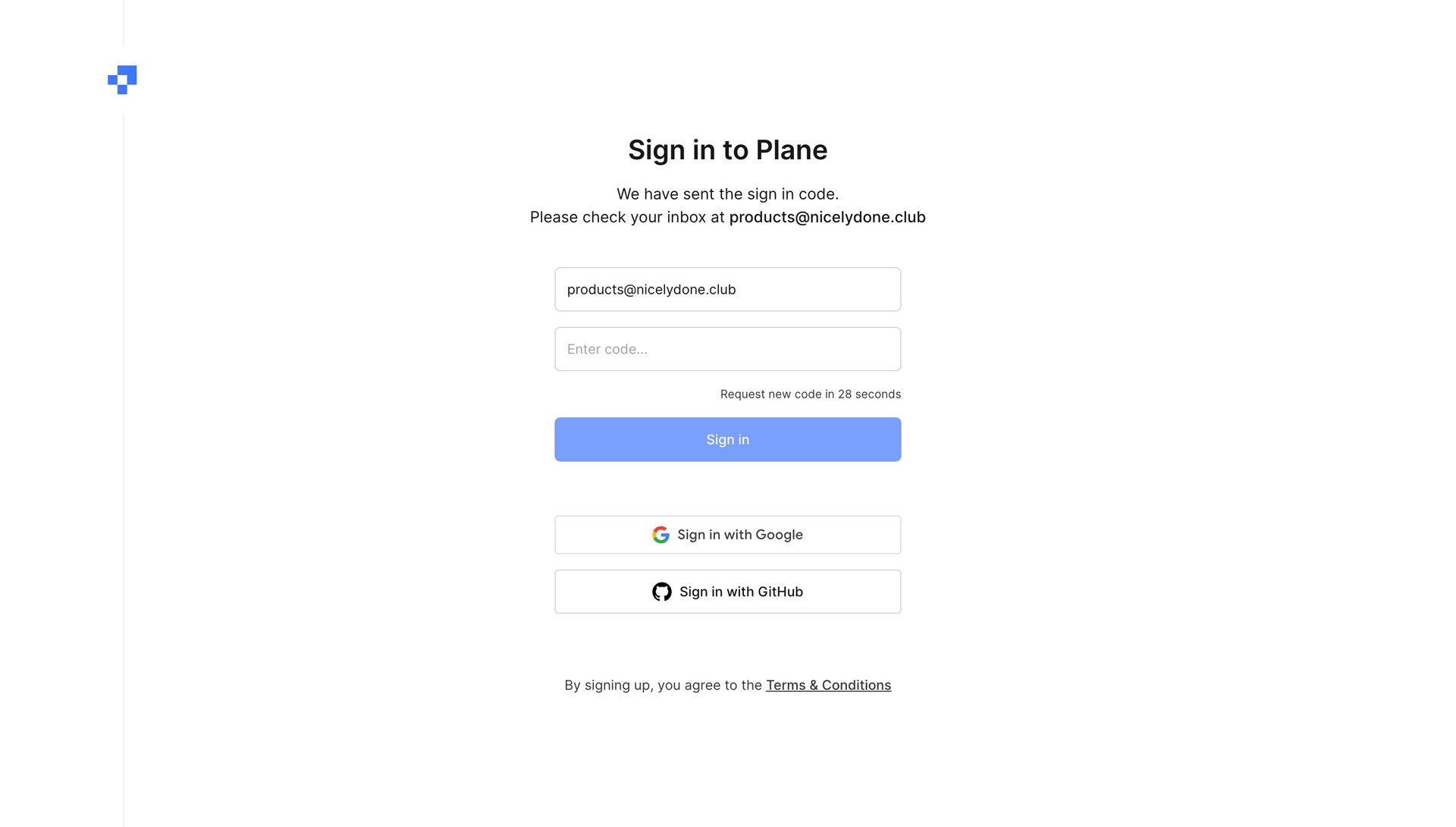 Plane
				signup page example