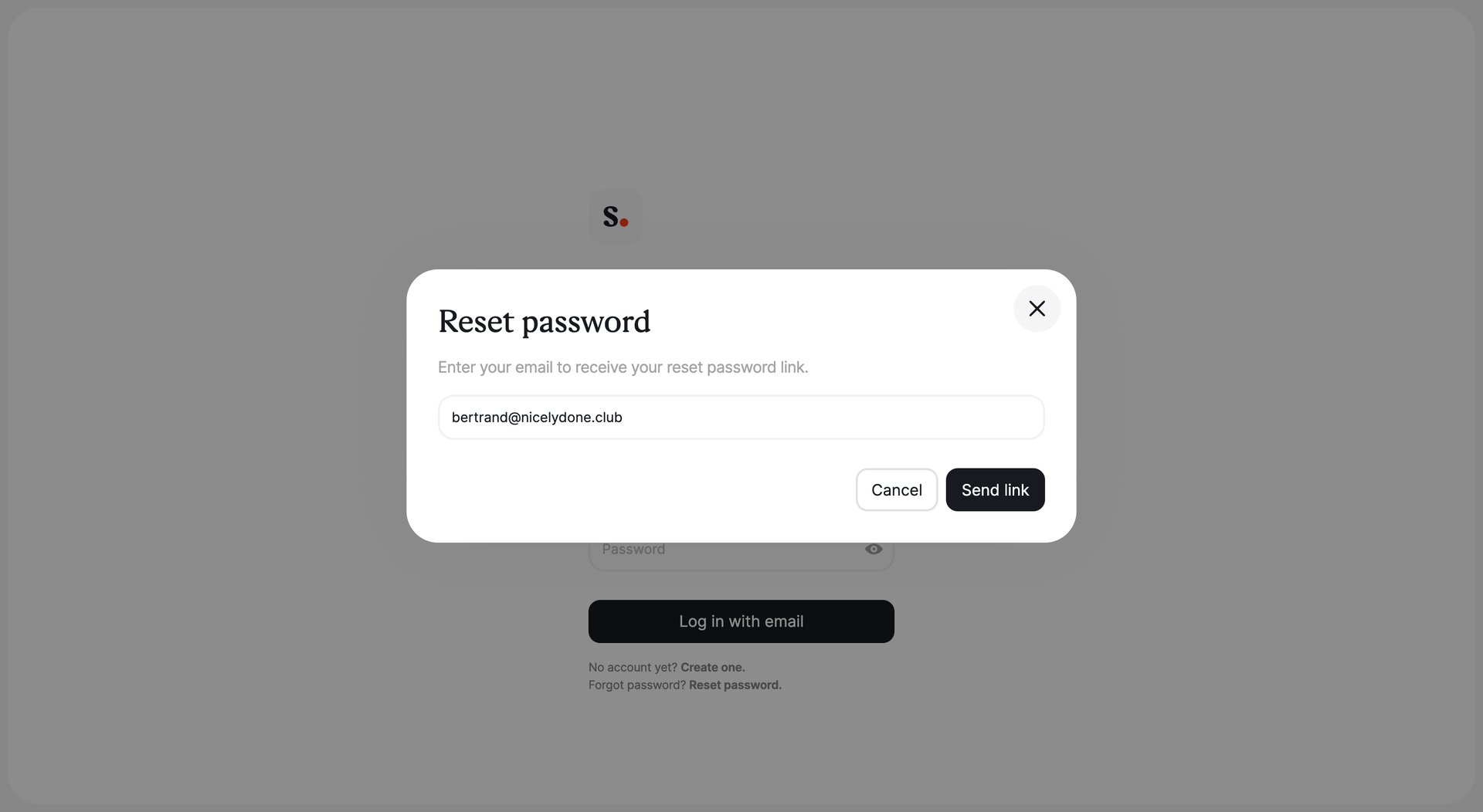 Scribe
				password reset page example