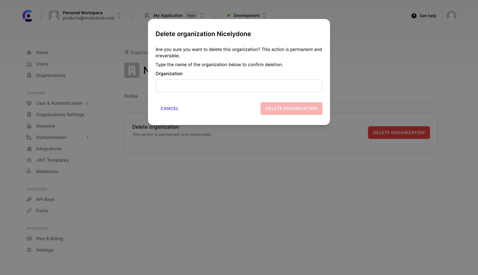 Clerk confirming deletion screen example