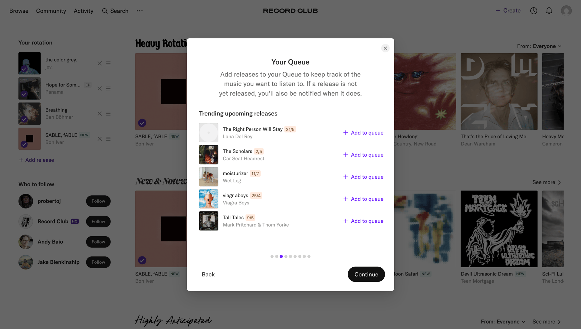 Record club
			 ux ui design