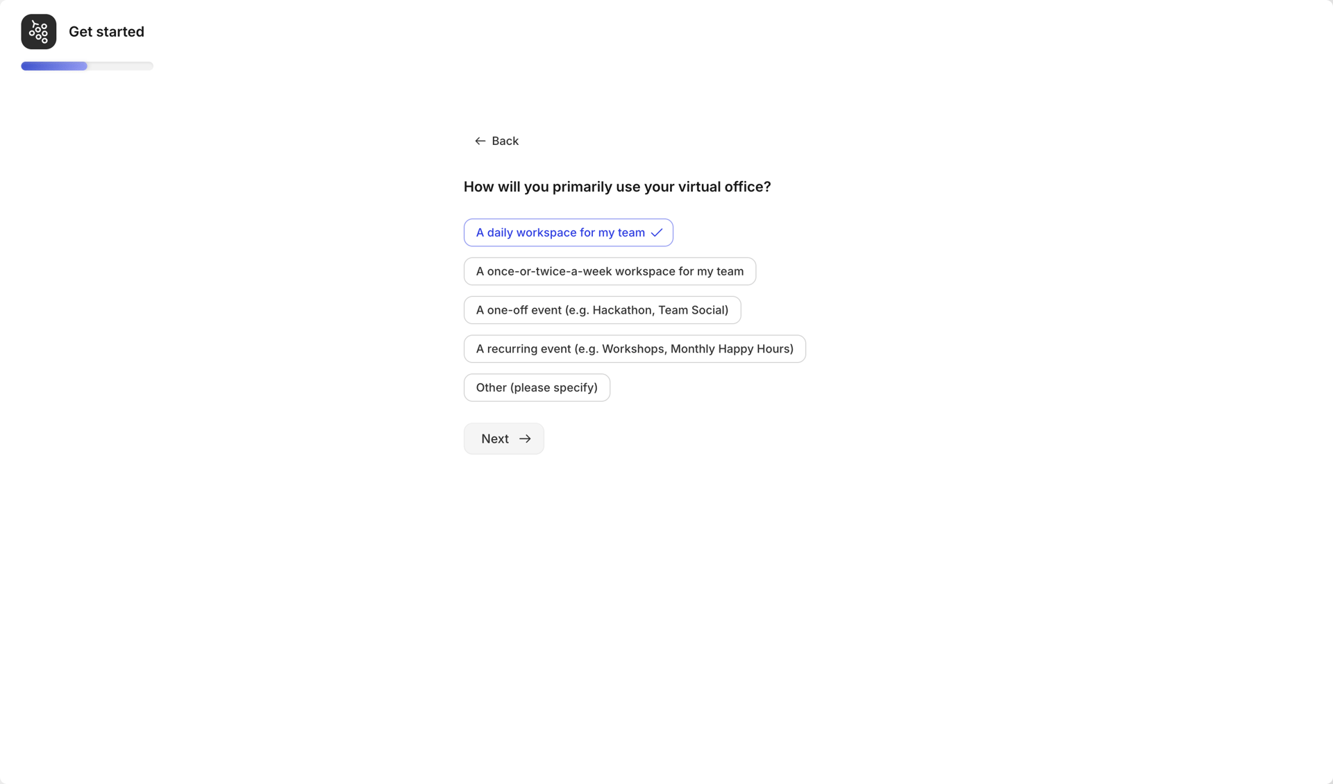 Gather screen example